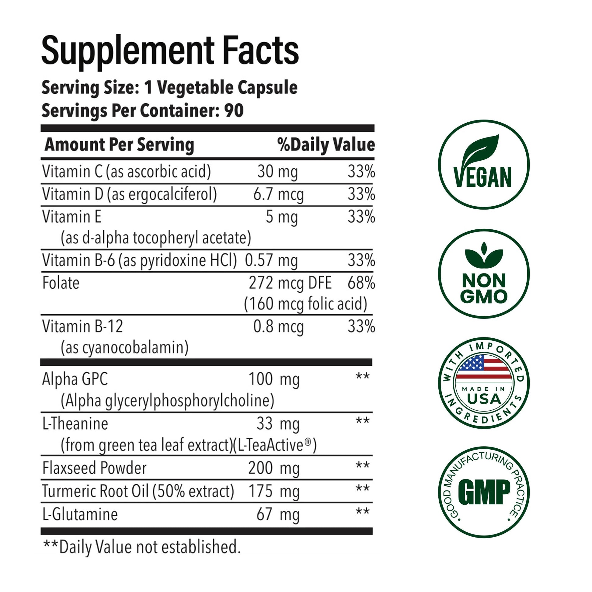 Advanced Brain Health Supplement with Alpha GPC, L-Theanine, L-Glutamine for Memory and Focus - 90 Capsules NutrifyMD buy supplements canada