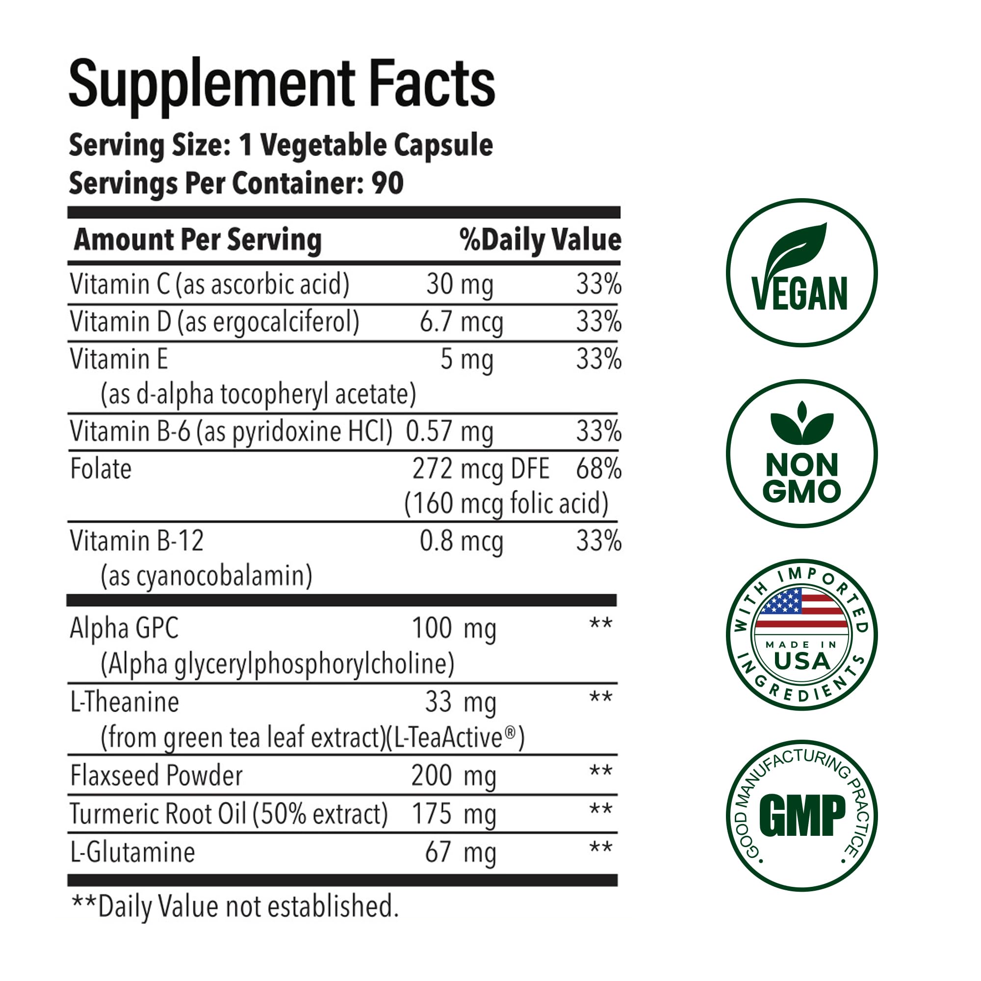 Advanced Brain Health Supplement with Alpha GPC, L-Theanine, L-Glutamine for Memory and Focus - 90 Capsules NutrifyMD buy supplements canada