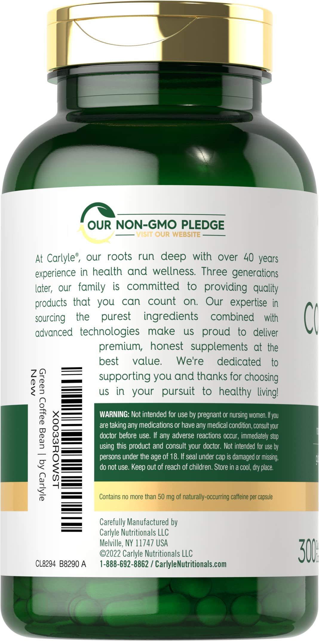 Carlyle Green Coffee Bean Extract | 8000 mg | 300 Capsules | Non-GMO and Gluten Free Carlyle buy supplements canada