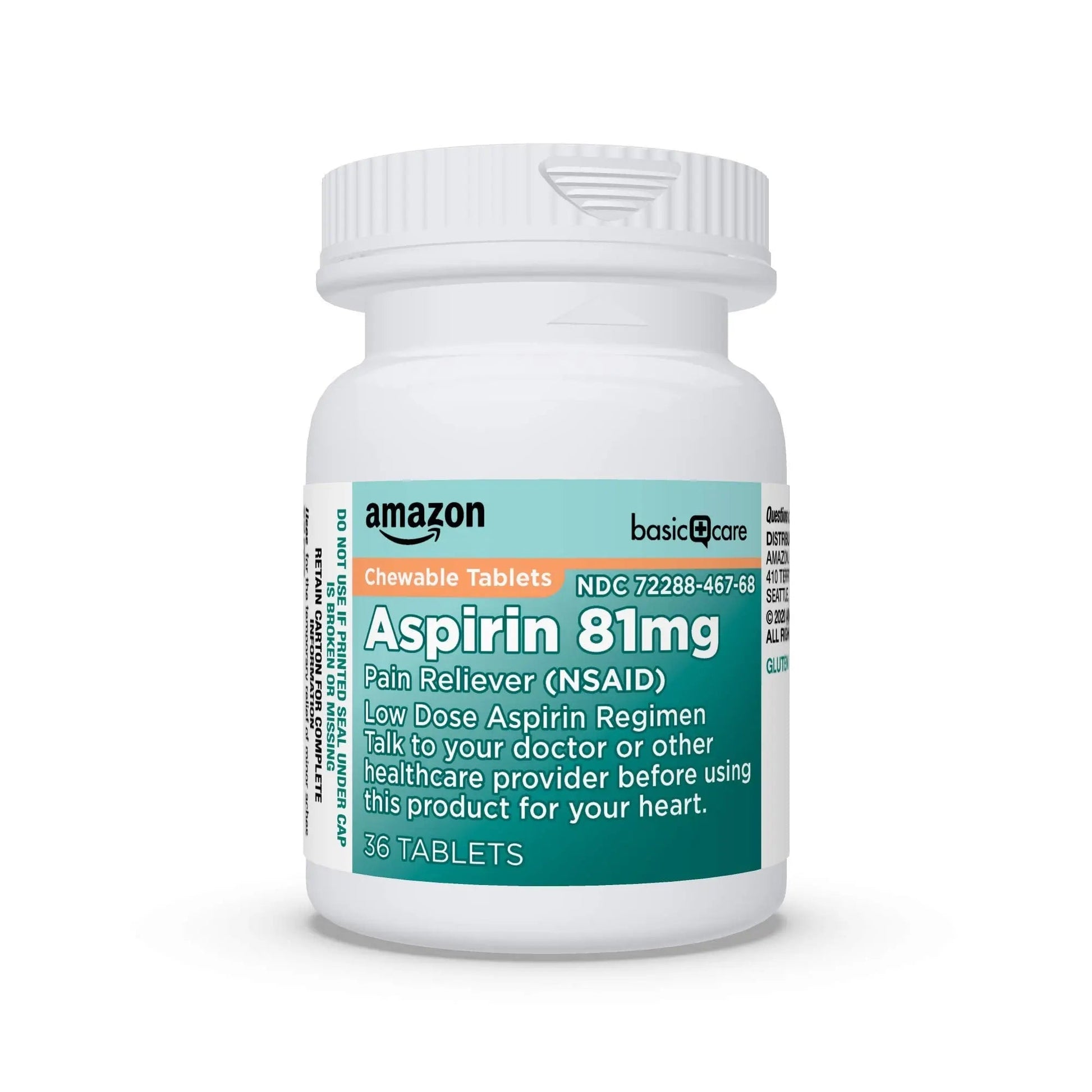 Amazon Basic Care Low Dose Aspirin 81 mg Chewable Tablets, Pain Reliever for Minor Aches, Orange Flavor, 36 Count Amazon Basic Care buy supplements canada