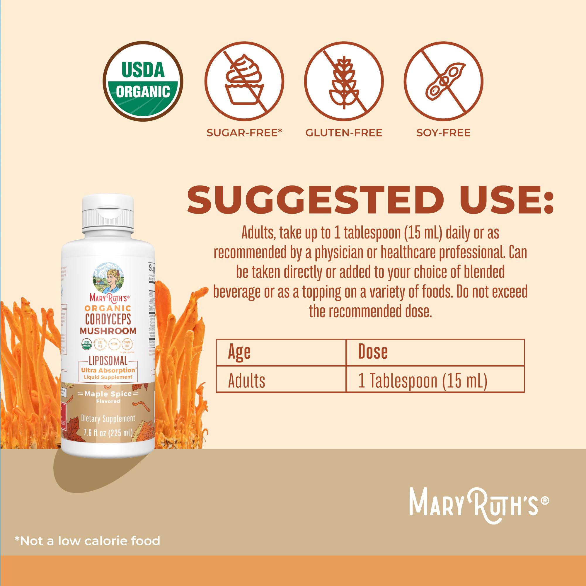 MaryRuth Organics Cordyceps Mushroom Supplement | Ultra Absorption Liposomal | Full Spectrum Mushroom | 200mg Beta-Glucans Per Serving | USDA Organic | Vegan | 7.6 oz | 15 Servings MARYRUTH'S buy supplements canada