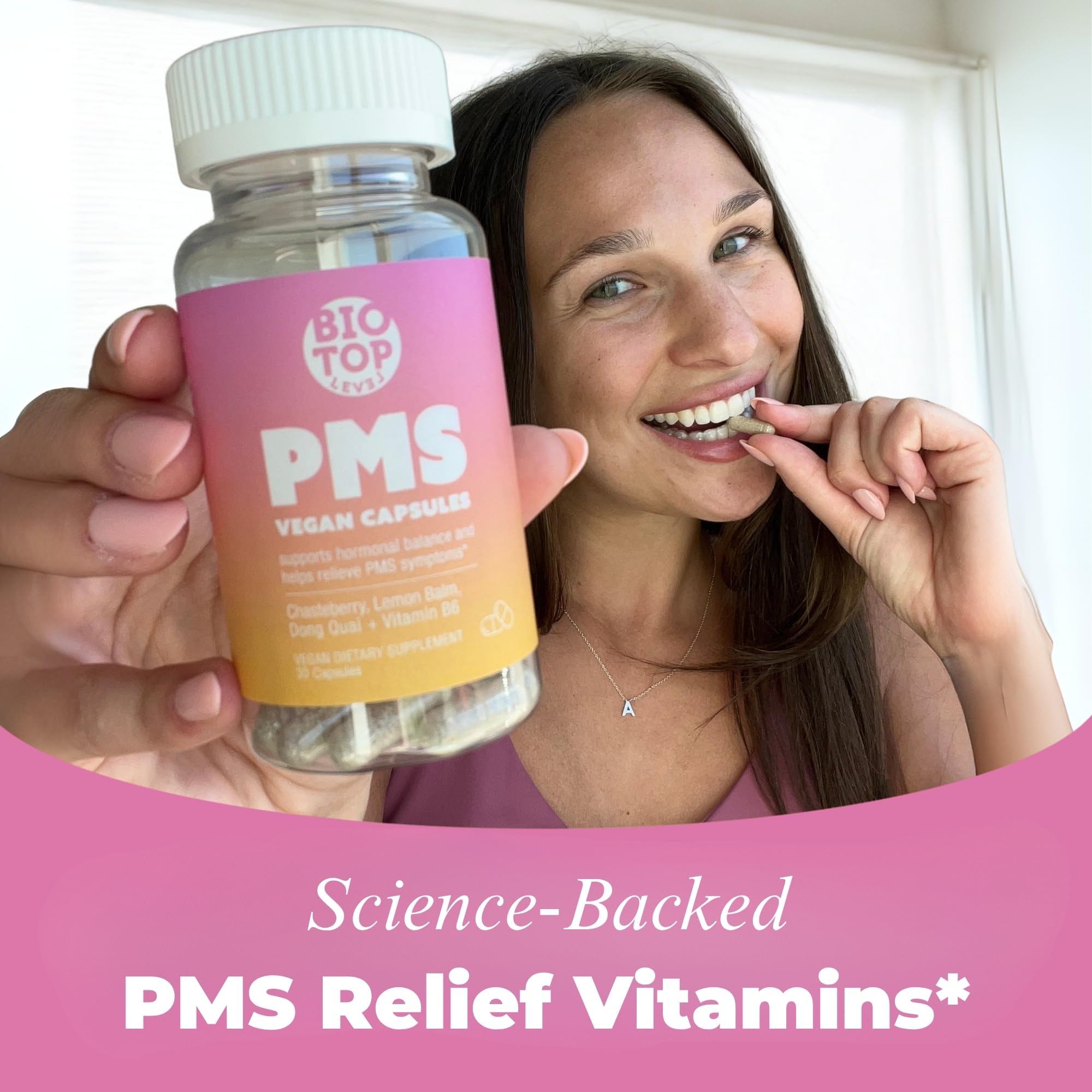 BIOTOPLEVEL PMS Support Supplement for Women & PMS Relief, Hormone Balance & Menstrual Period Relief for Cramps, Bloating & Mood Swings with Chasteberry, Vitamin B6, Lemon Balm, Dong Quai, 30 Count BIOTOPLEVEL buy supplements canada