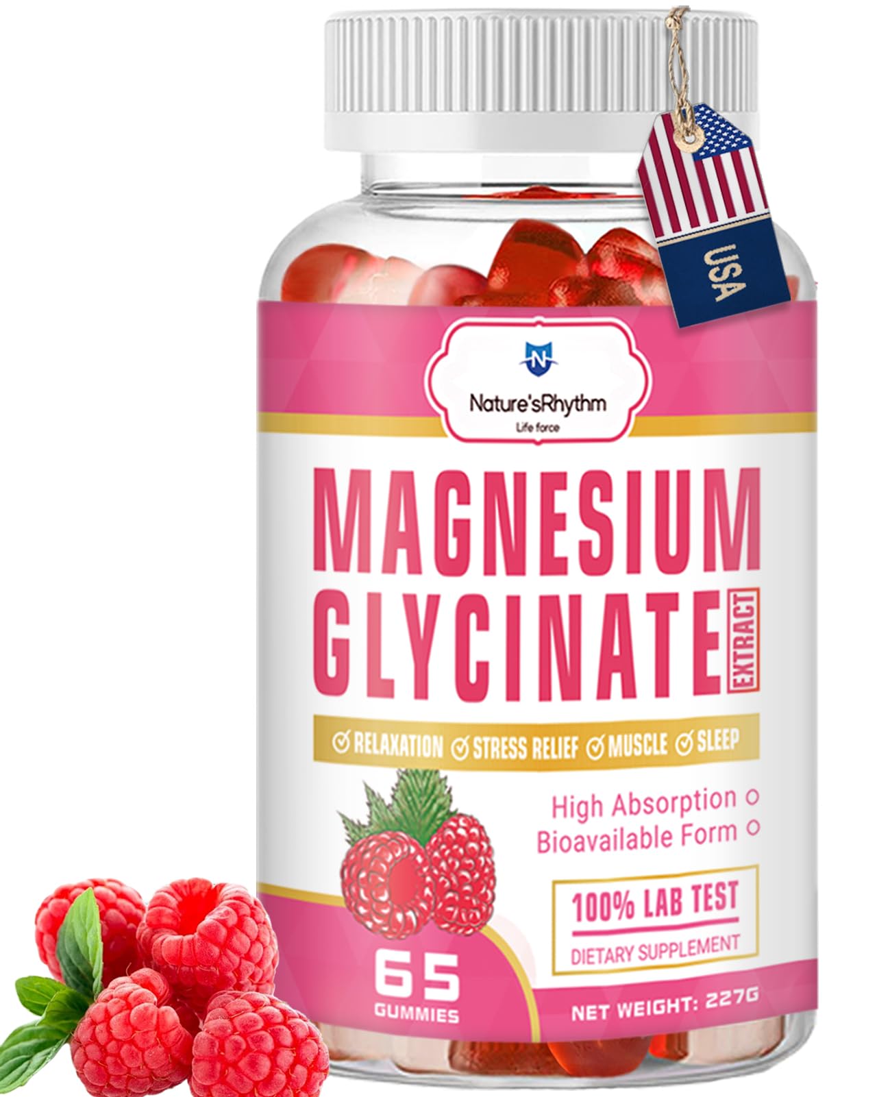 Nature‘s Rhythm Magnesium Gummies 500mg - 65 Ct | Magnesium Glycinate Supplements for Relaxation, Stress Relief, and Sleep for Adults & Kids Tasty and Tangy Raspberry Flavor Nature'sRhythm buy supplements canada