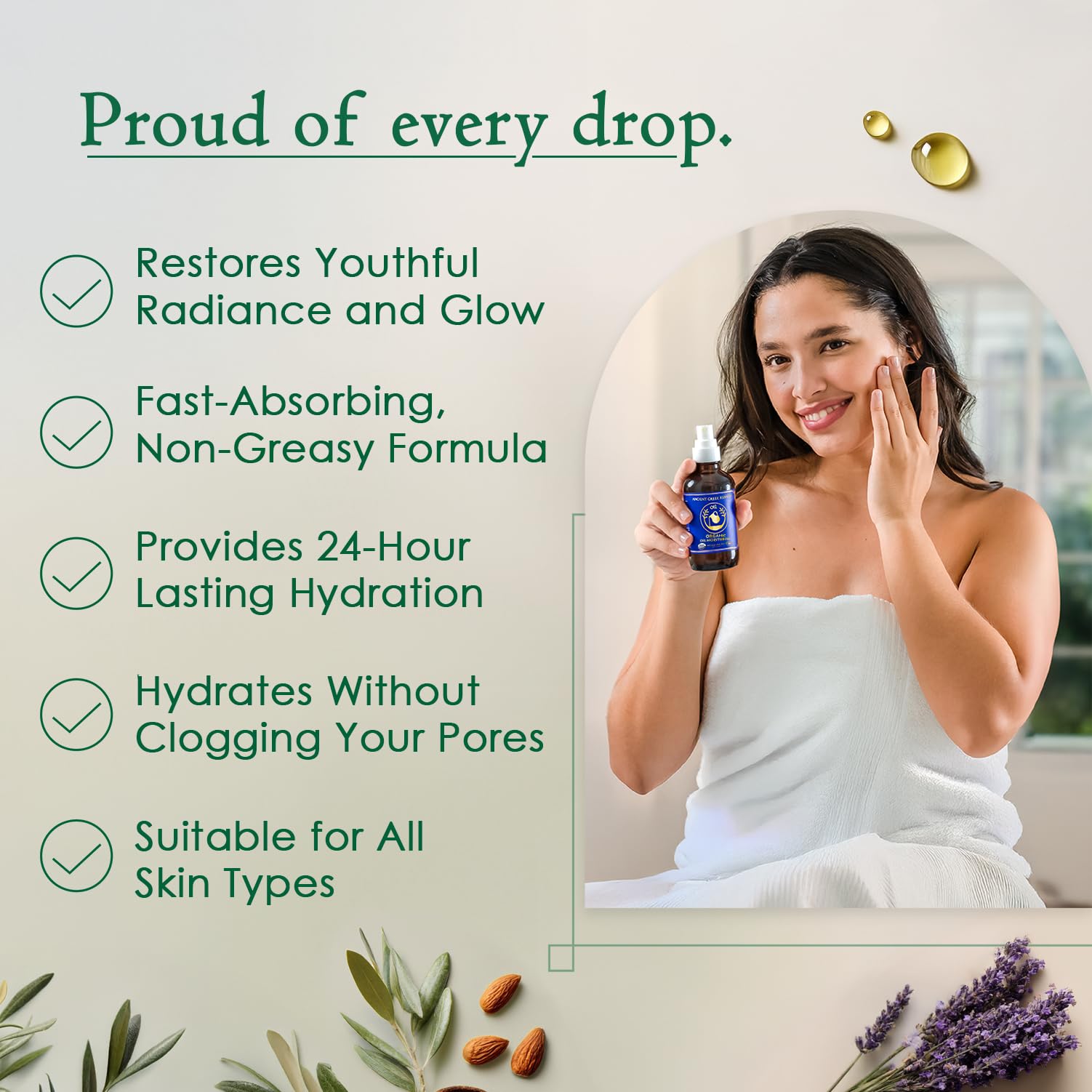 Ancient Greek Remedy Body Oil - Organic After Shower Face Oil & Body Moisturizer for Dry Skin - Almond, Jojoba, Olive, Lavender Ancient Greek Remedy buy supplements canada