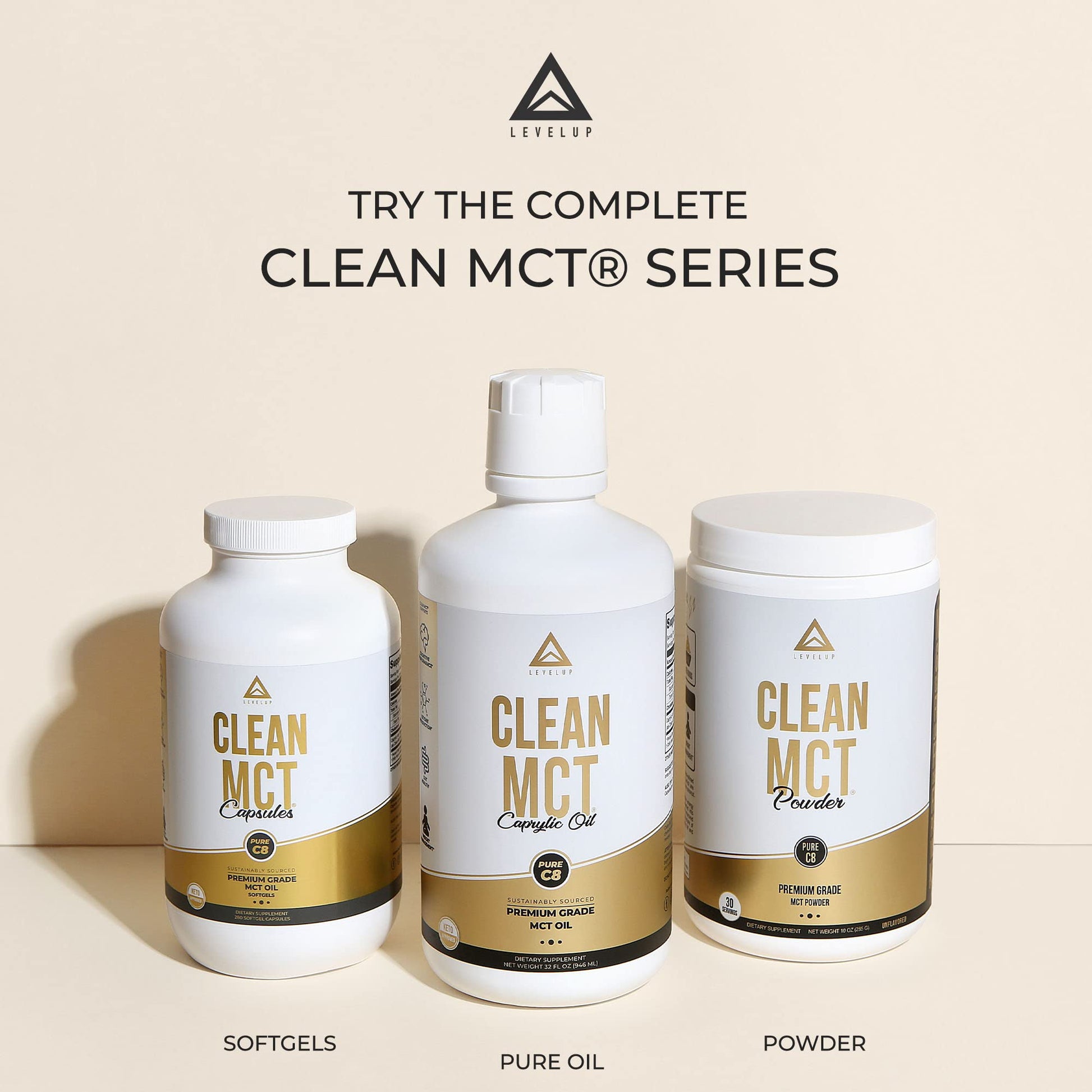 LevelUp Clean MCT Oil - 100% Caprylic C8 for Energy, Focus, Weight Management LevelUp buy supplements canada