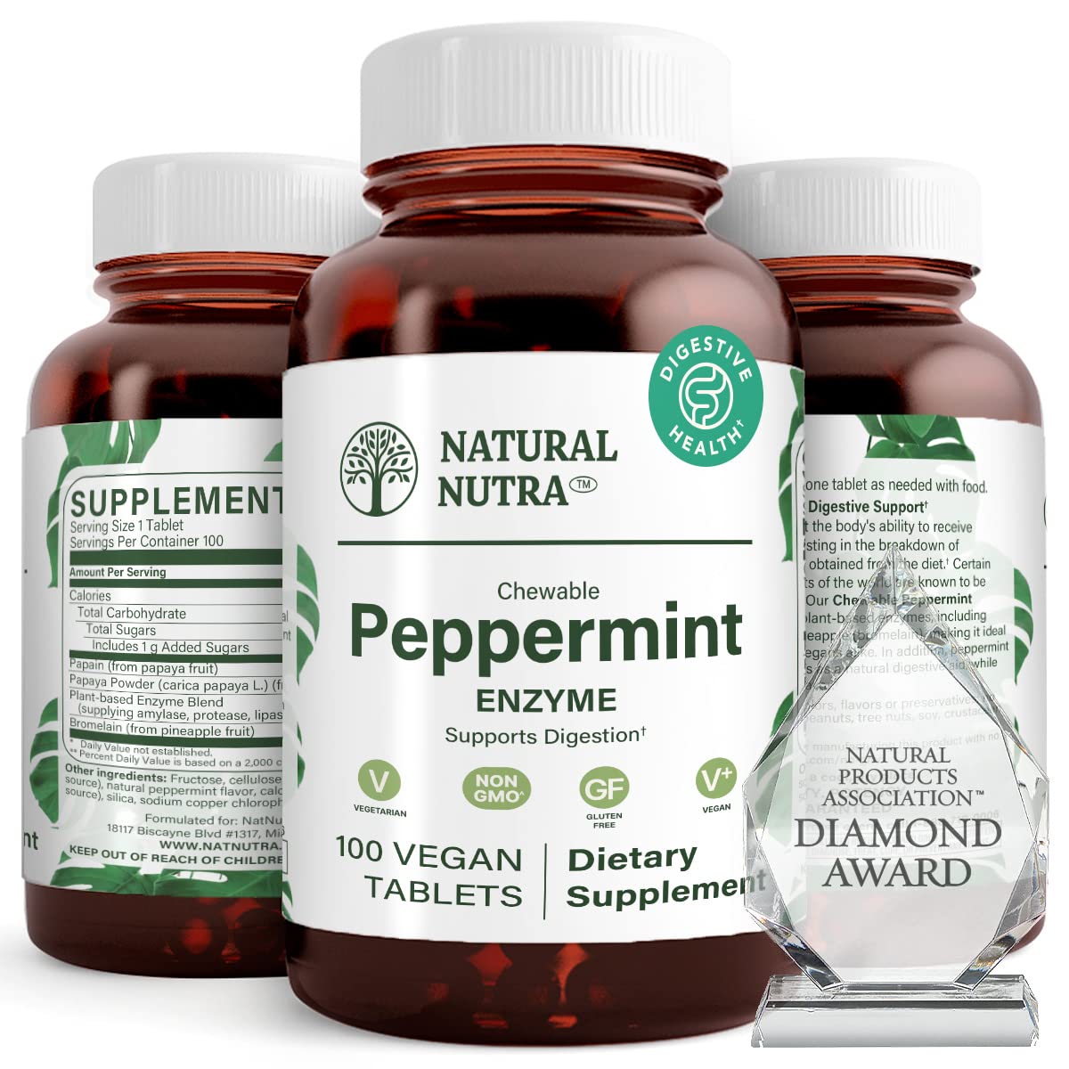 Natural Nutra Chewable Peppermint Digestive Enzyme Supplement, Help to Relieve Gas, Indigestion, and Other Digestive discomforts, Stomach Calmness, Papaya (Papain) Natural Nutra buy supplements canada
