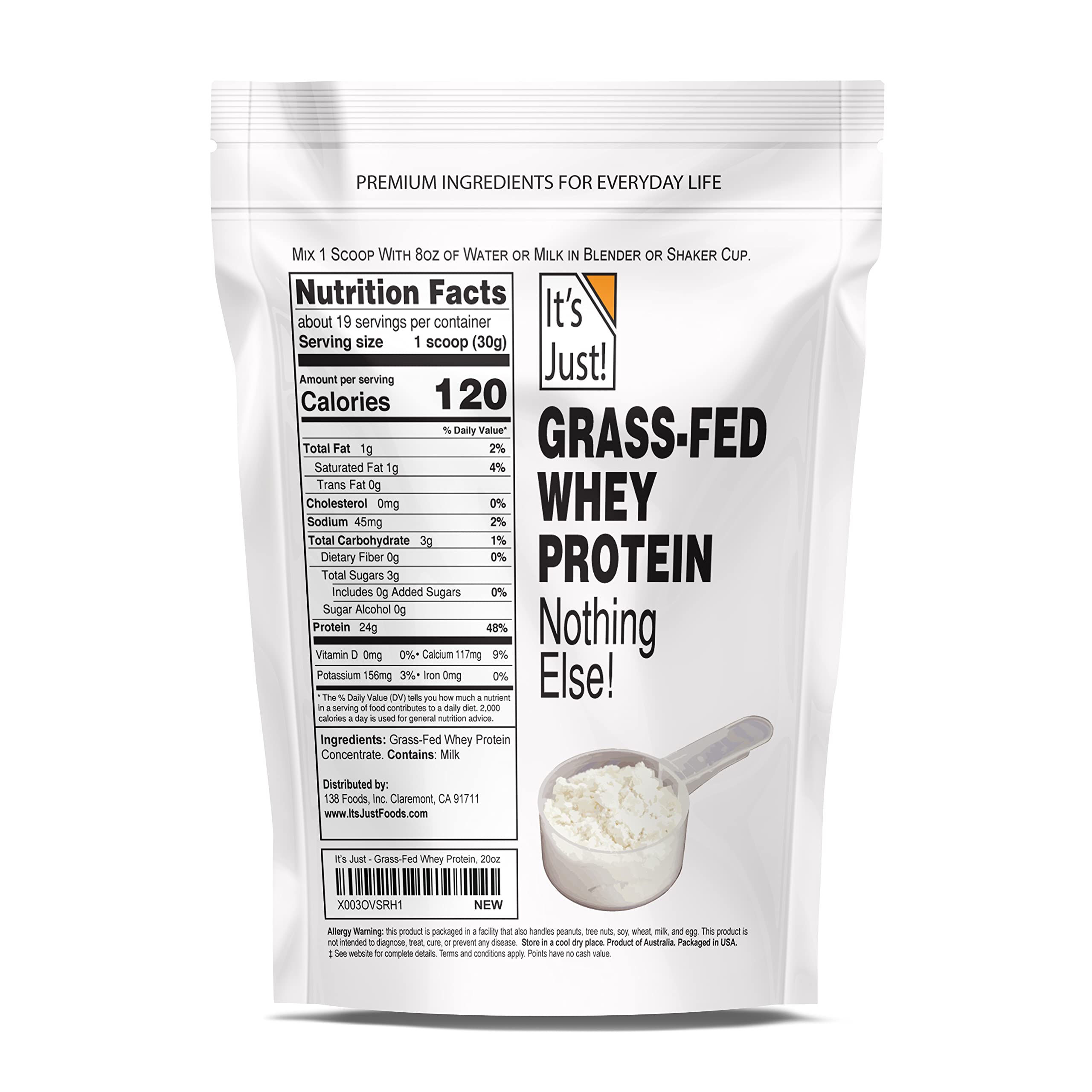 It's Just! - 100% Whey Protein Concentrate, Made in USA, Premium WPC-80, No Added It's Just! buy supplements canada