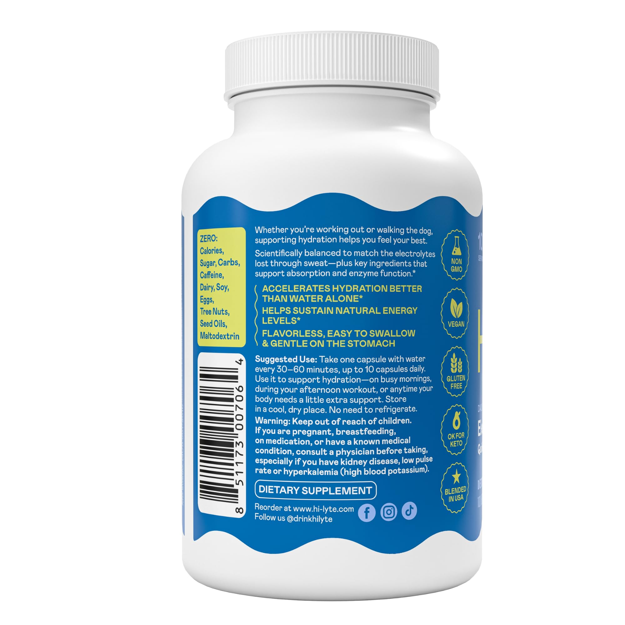 Hi-Lyte Unflavored Electrolyte Capsules - Hydration Support Supplement Tablets - Sodium, Potassium, Magnesium - 100 Servings Hi-Lyte buy supplements canada