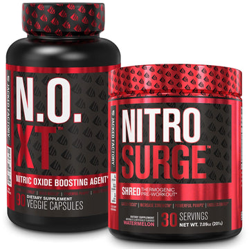 Jacked Factory Nitrosurge Shred Thermogenic Pre-Workout in Watermelon & N.O. XT Nitric Jacked Factory buy supplements canada