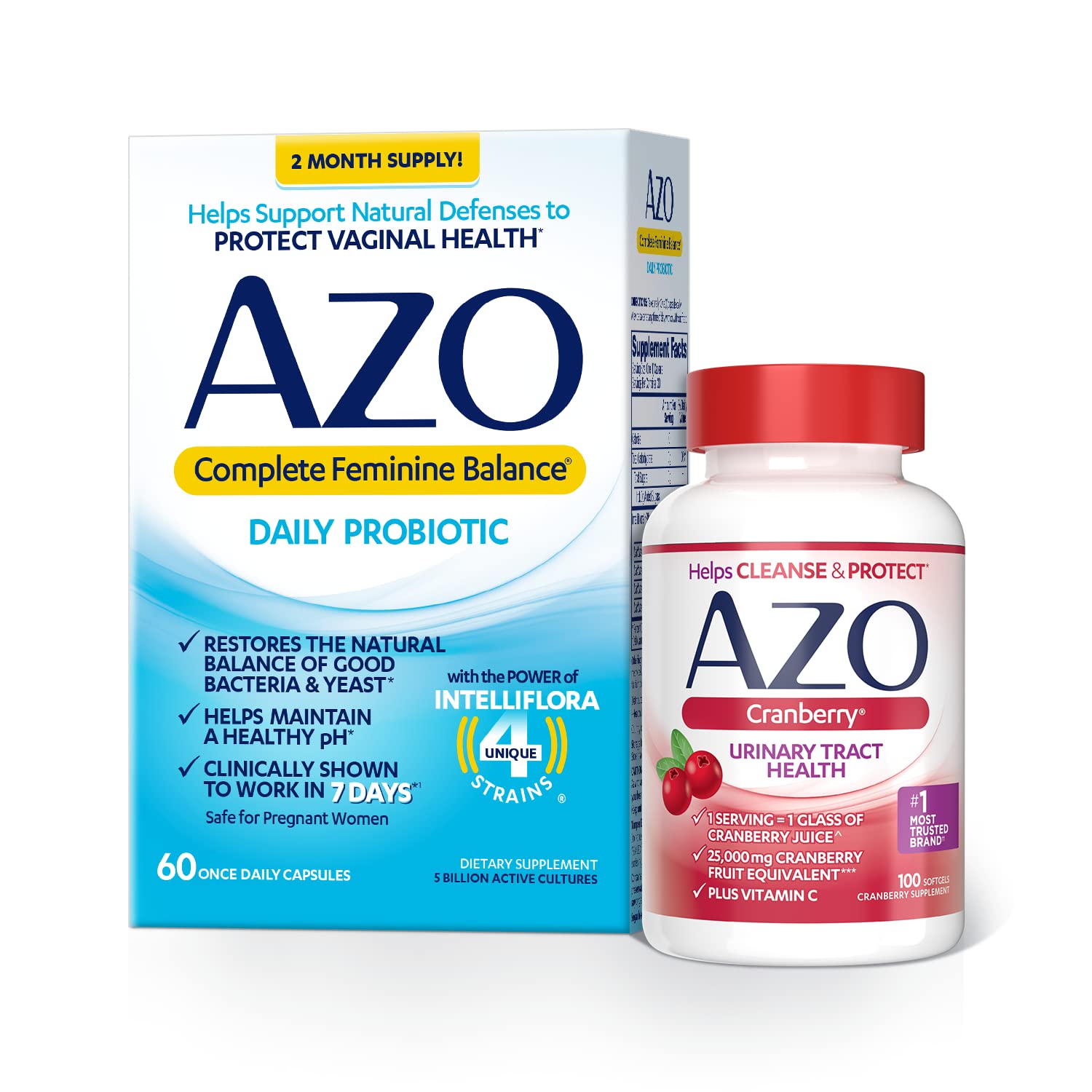 AZO Complete Feminine Balance Daily Probiotics for Women (60 Count) + Cranberry Softgels AZO buy supplements canada