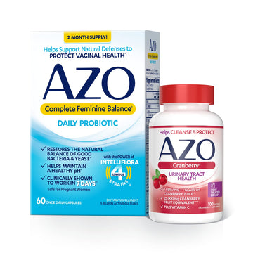 AZO Complete Feminine Balance Daily Probiotics for Women (60 Count) + Cranberry Softgels AZO buy supplements canada