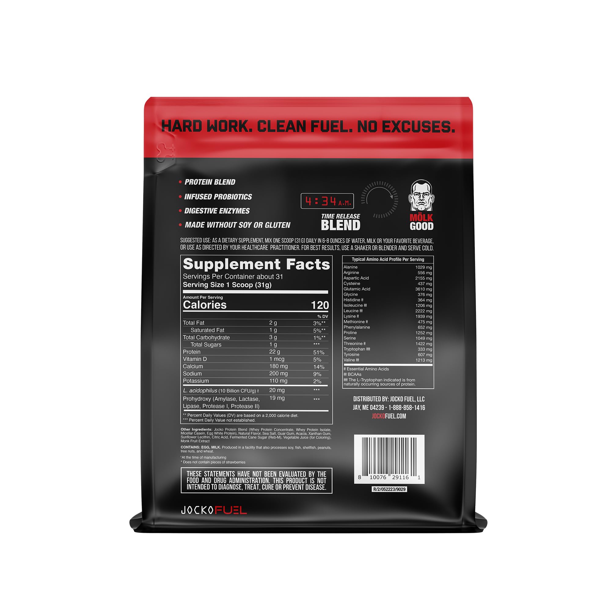 Jocko Mölk Whey Protein Powder (Strawberry) - Keto, Probiotics, Grass Fed, Digestive Jocko Fuel buy supplements canada