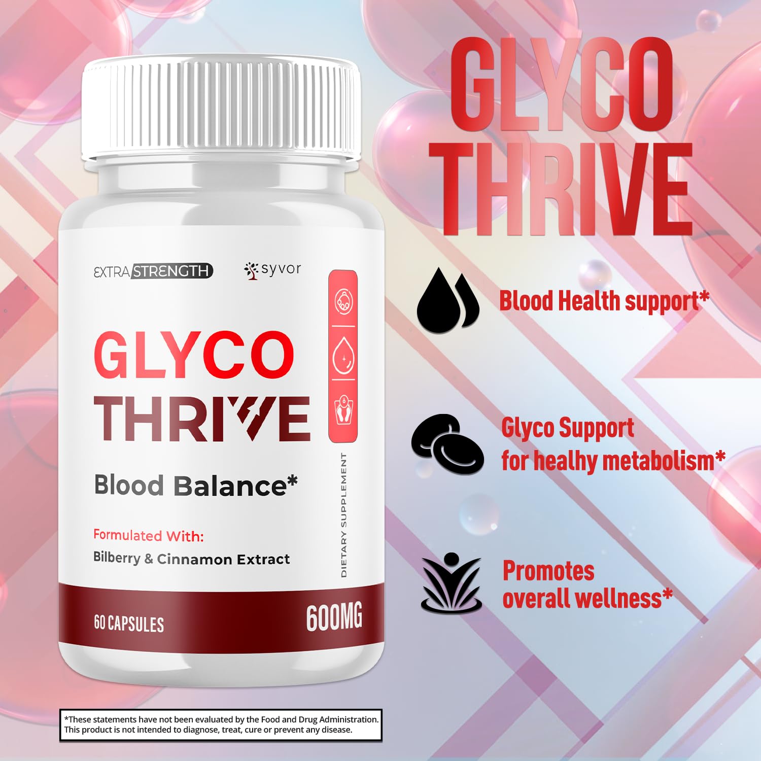 Glyco Thrive Capsules, Official GlycoThrive Glycogen Support Pills with All Natural Ingredients, Advanced Formula Health Supplement with Max Strength Premium Vitamins for Women & Men (60 Capsules) Syvor buy supplements canada