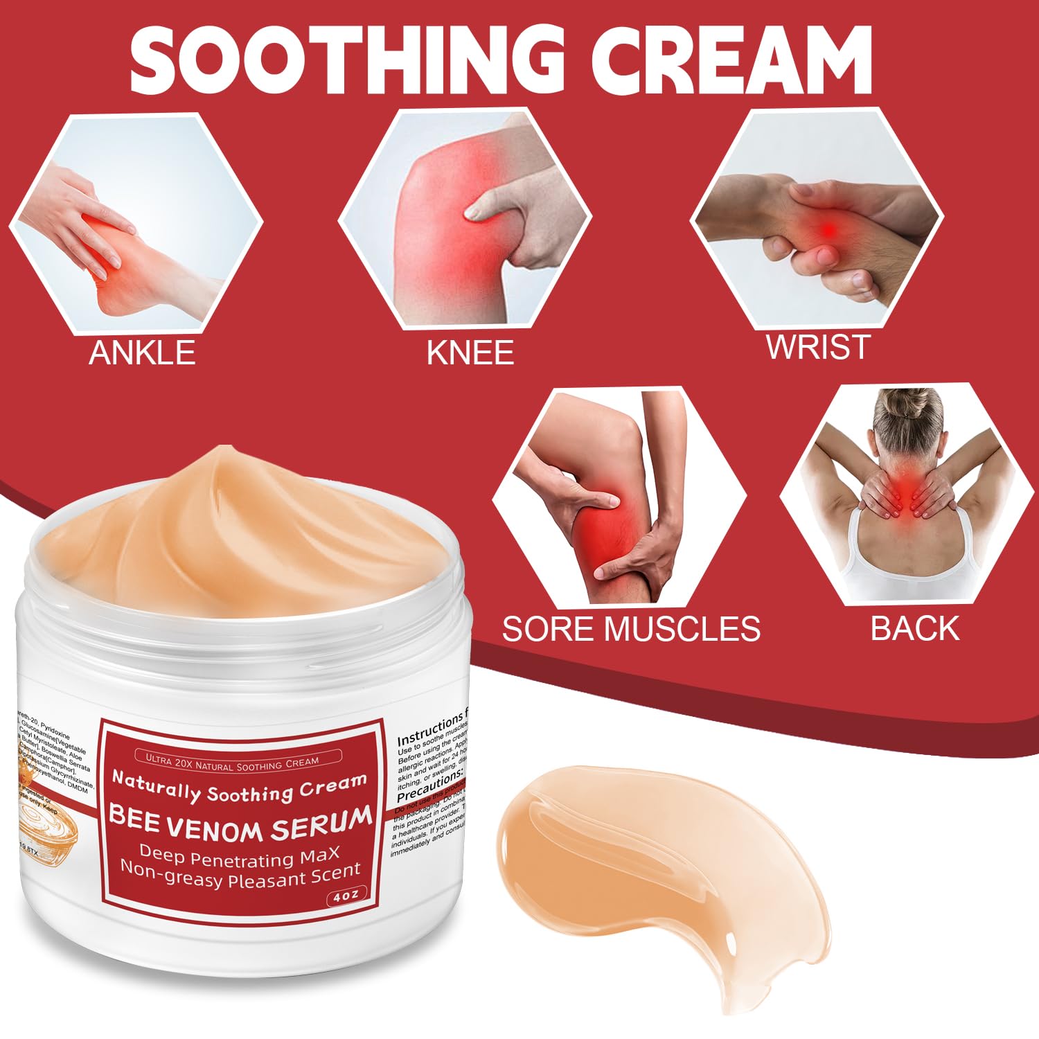 AEROMAXX Bee Venom Muscle & Joint Cream, 10X Ultra Strength Care Ointment, Natural Organic Formula, for Shoulder, Back, Neck, Hands, Knuckles, Elbows, Feet, Leg, Knees, Ankle, Adults, Seniors AEROMAXX buy supplements canada