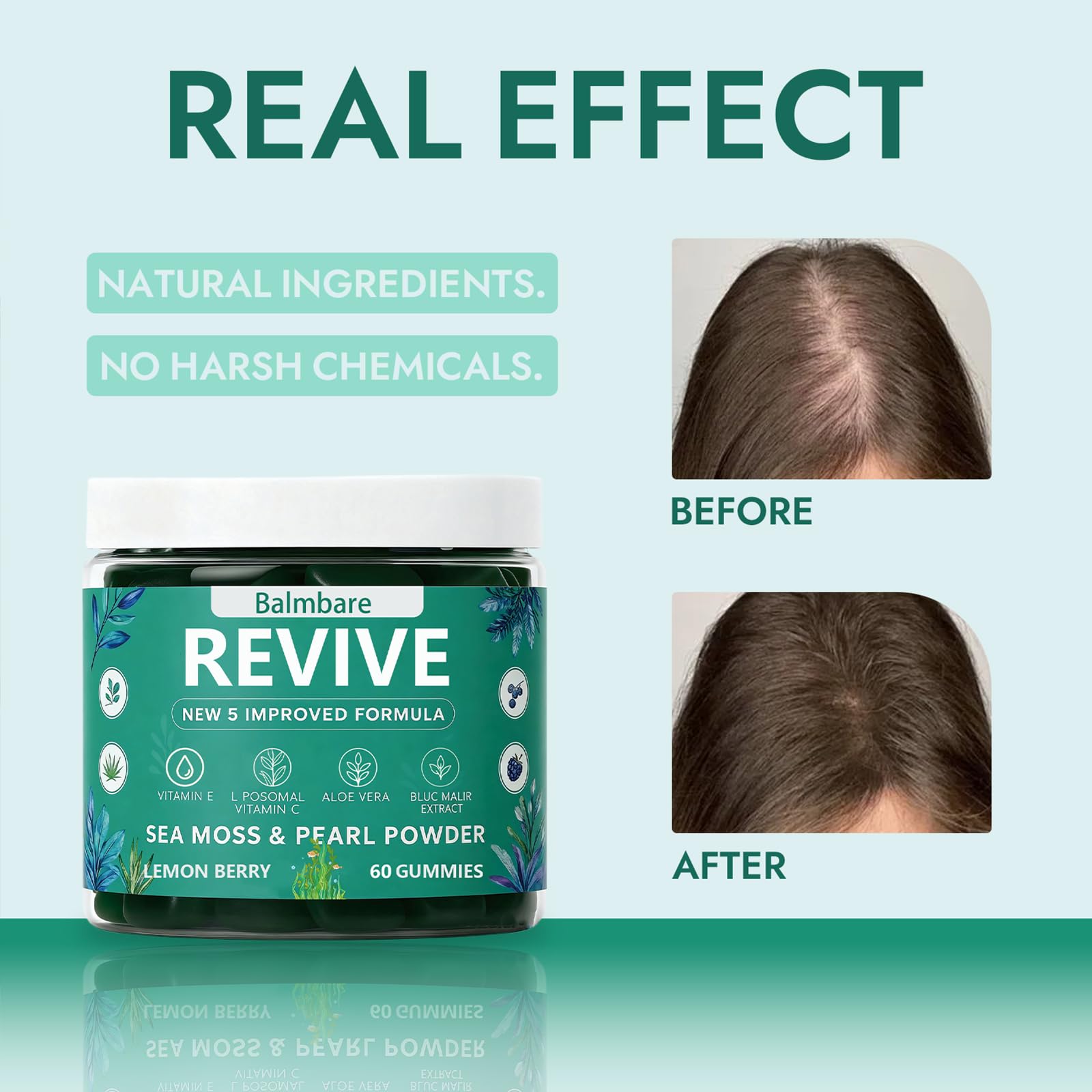 Balmbare Revive Gummies for Hair Loss, with Organic Irish Sea Moss Pearl Powder, Vitamins C & E, Aloe Vera - Supports Healthy Hair, Skin & Nails Growth (1pcs) ReviveNerve buy supplements canada