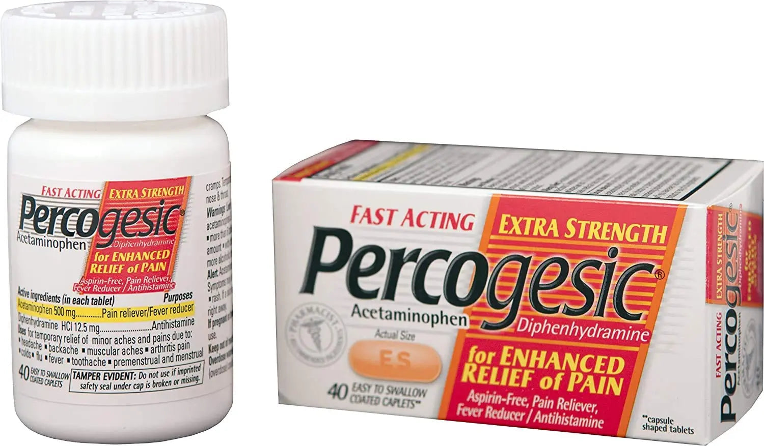 Percogesic Aspirin Free Pain Relief Tablets, Extra Strength, Acetaminophen and Diphenhydramine, 40 ct (Pack of 1) Percogesic buy supplements canada