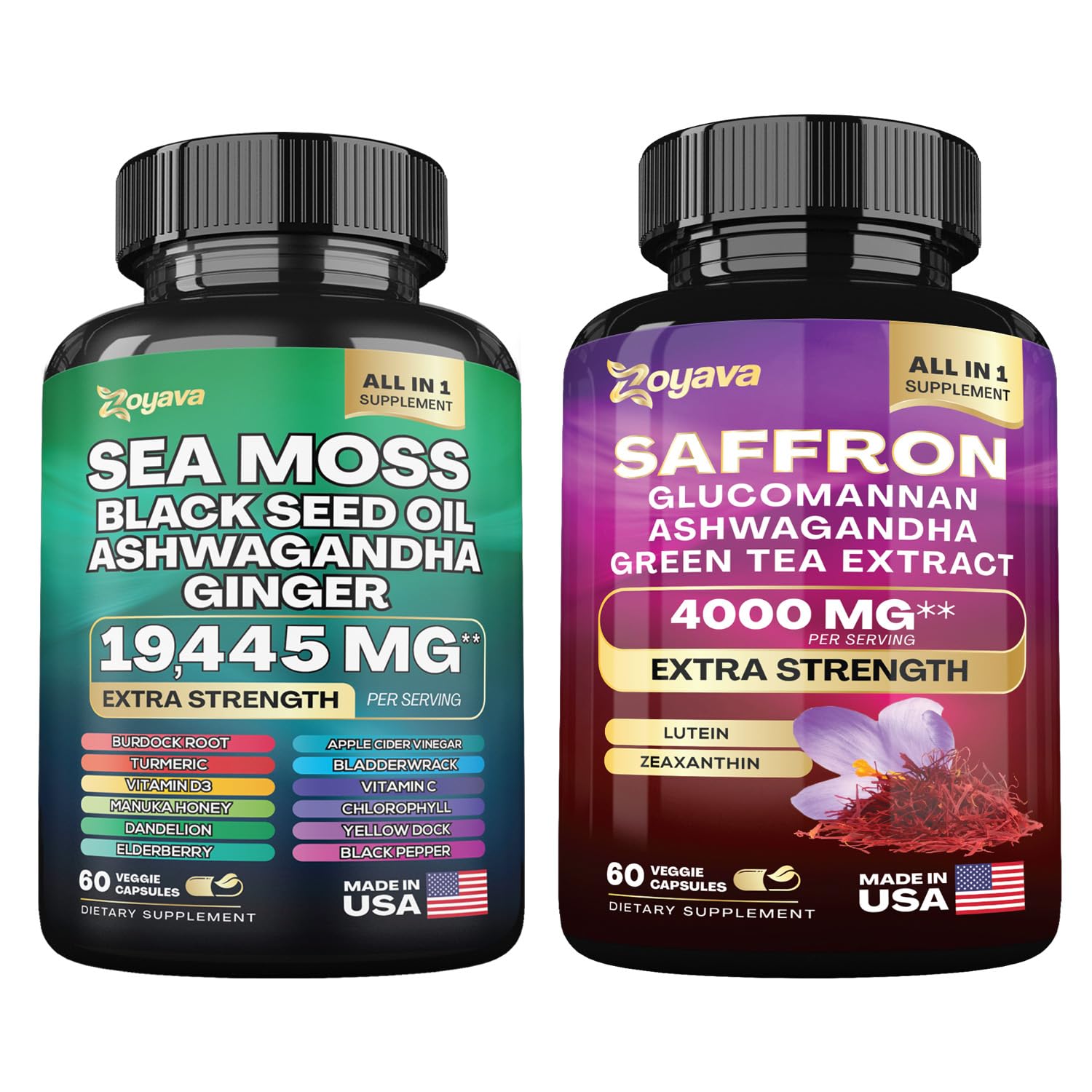 Zoyava Sea Moss 16-in-1 and Saffron 6-in-1 Bundle Zoyava buy supplements canada