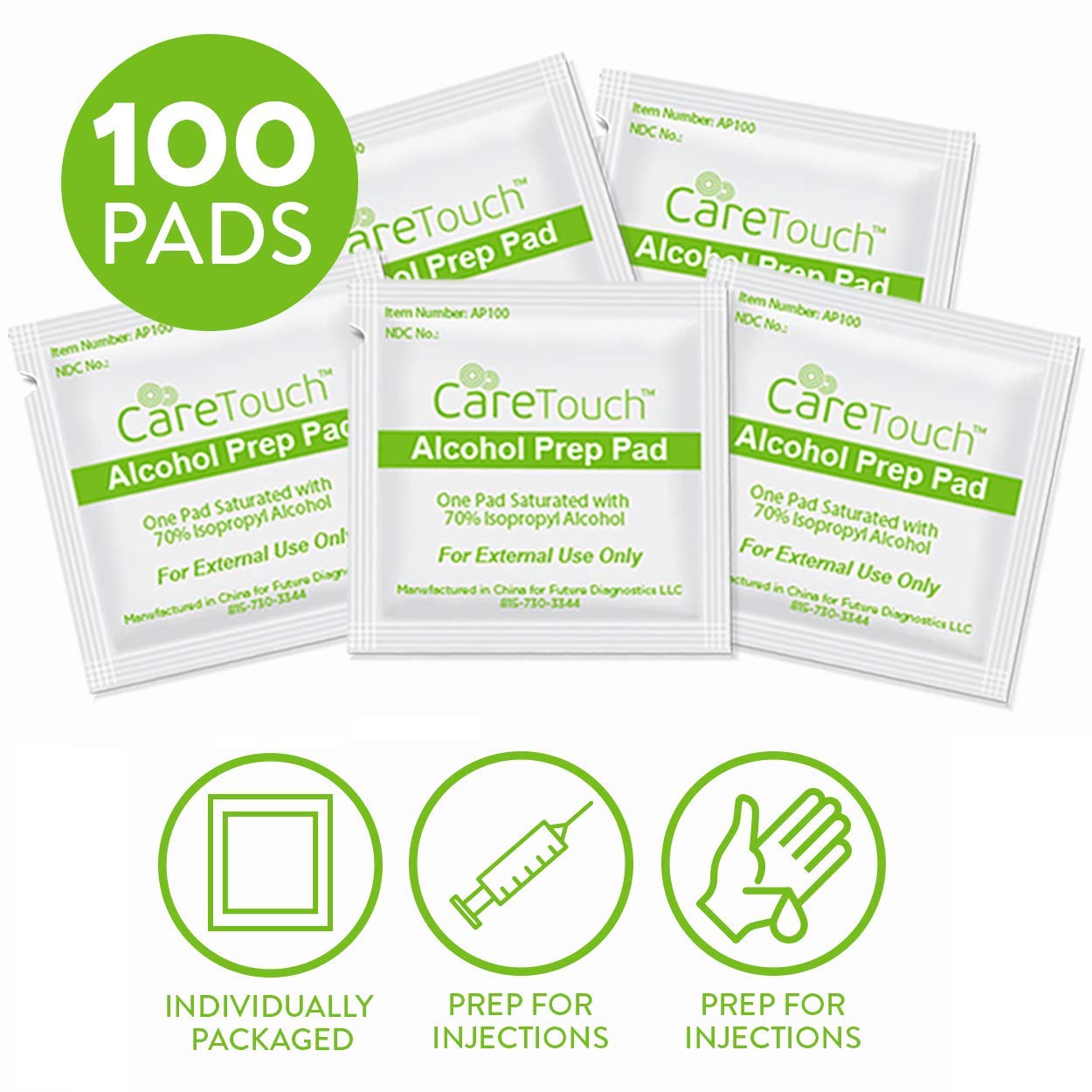 Care Touch Alcohol Wipes - Individually Wrapped Alcohol Prep Pads with 70% Isopropyl Care Touch buy supplements canada