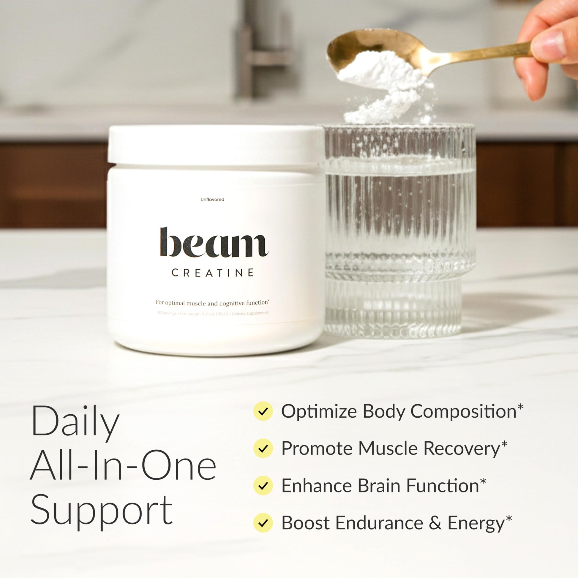 Beam Creatine Monohydrate Powder – 5g Micronized Creatine Monohydrate, Third Party Tested Creatine for Women & Men, Muscle Strength, Growth, Recovery & Cognitive Support, Unflavored, 60 Servings Beam buy supplements canada