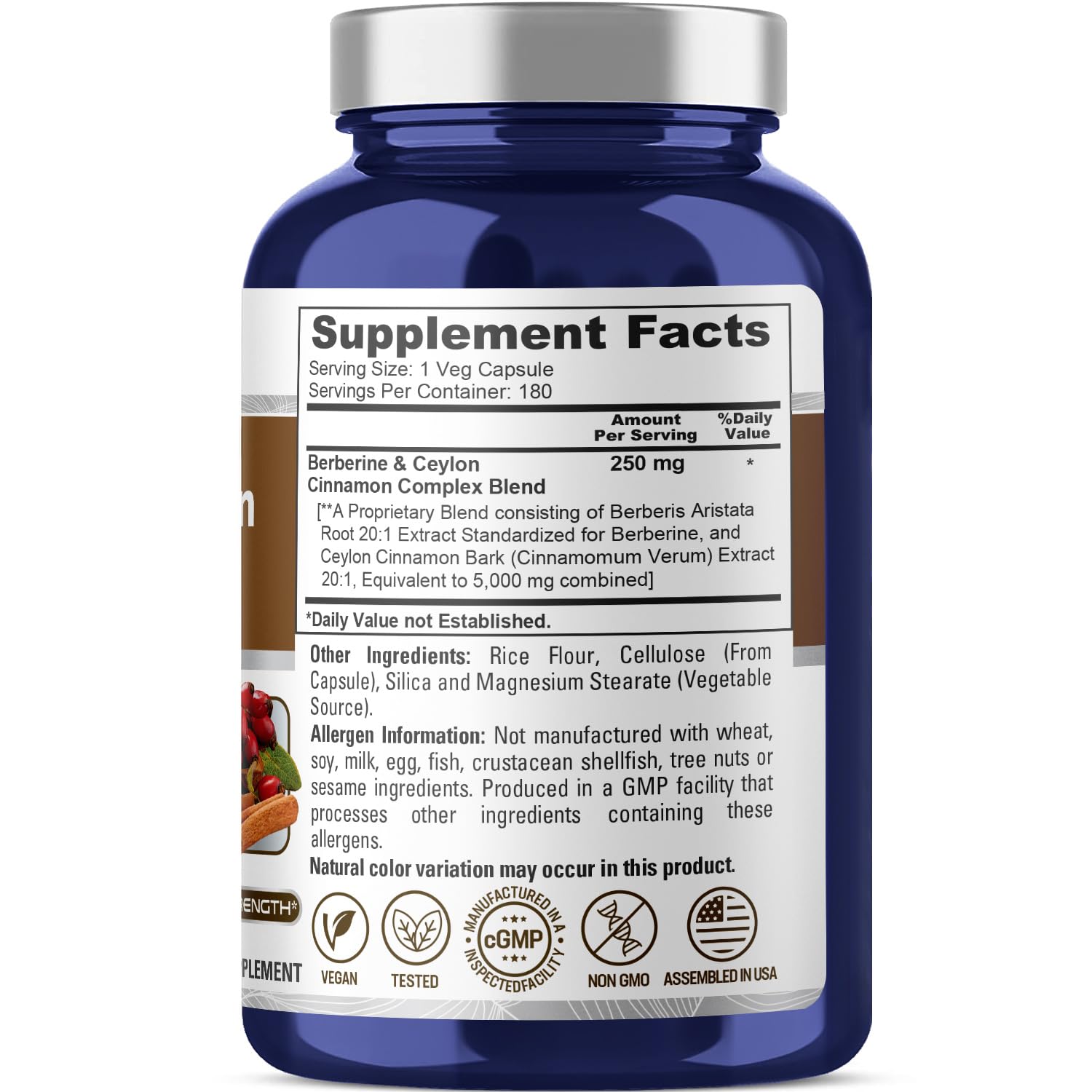 NusaPure Berberine with Ceylon Cinnamon 20:1 Extract, 250 mg Equivalent to 5000mg 180 Veggie Capsules, Vegetarian, Non-GMO Supplement, (Berberine Complex) NusaPure buy supplements canada