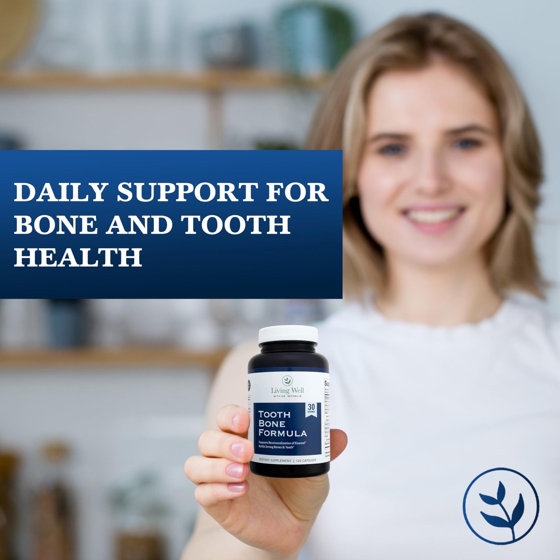 Living Well with Dr. Michelle Tooth & Bone Formula - Supplement with Calcium for Bone Strength & Tooth Enamel Support, D3 + K2, 120 Capsules, Non-GMO, Gluten-Free Living Well with Dr. Michelle buy supplements canada
