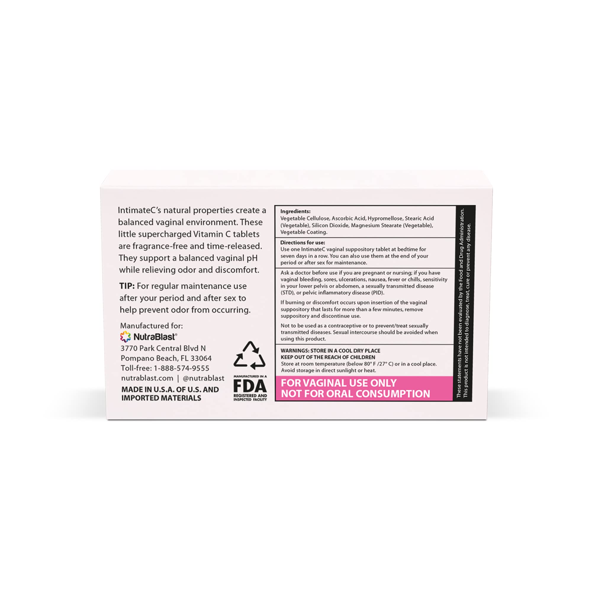 NutraBlast IntimateC Vaginal Odor Suppositories | 250mg Ascorbic Acid | Supports Odor Control NutraBlast buy supplements canada