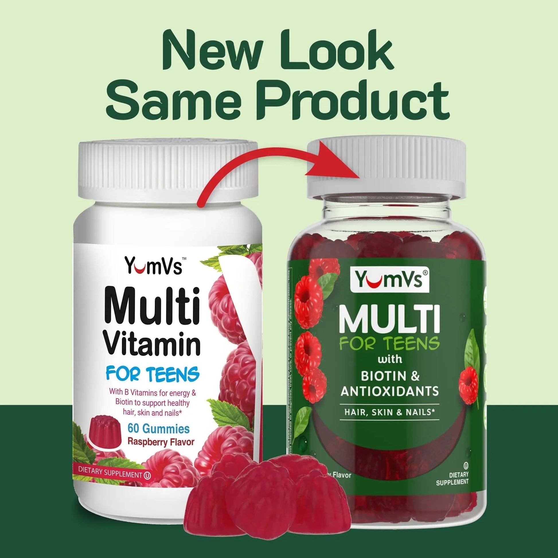 YumVs Teen Multivitamin Gummies with Biotin and Antioxidants - Raspberry Flavor - Hair Skin Nails Support - Kosher Teenager Vitamins YUM-V'S buy supplements canada