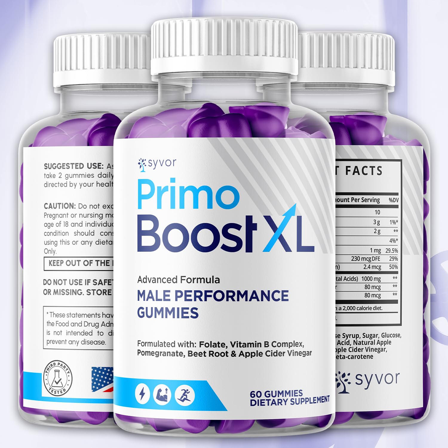(3 Pack) Primo Boost XL Gummies, Official Primo Boost XL Gummys with All Natural Ingredients, Advanced PrimoBoost Health & Wellness Formula with Max Strength Active Lifestyle Vitamins (180 Gummies) Syvor buy supplements canada
