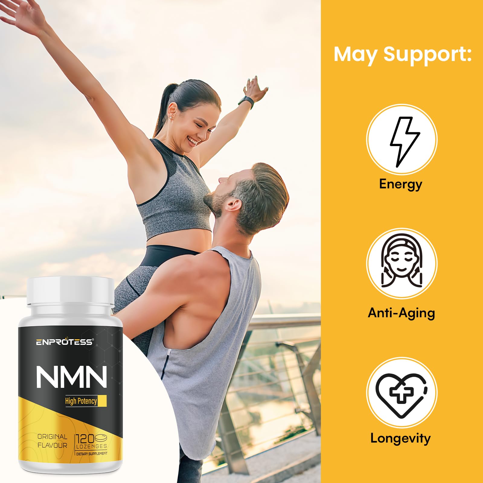 Sublingual NMN 500mg, Max Absorbency & Fast-Acting NMN Supplement（120-Day Supply）, 99% Pure NMN (Nicotinamide Mononucleotide) for NAD, Cell, Immune, Energy, Muscle, Anti-Aging, Longevity, 120 Lozenges Enprotess buy supplements canada