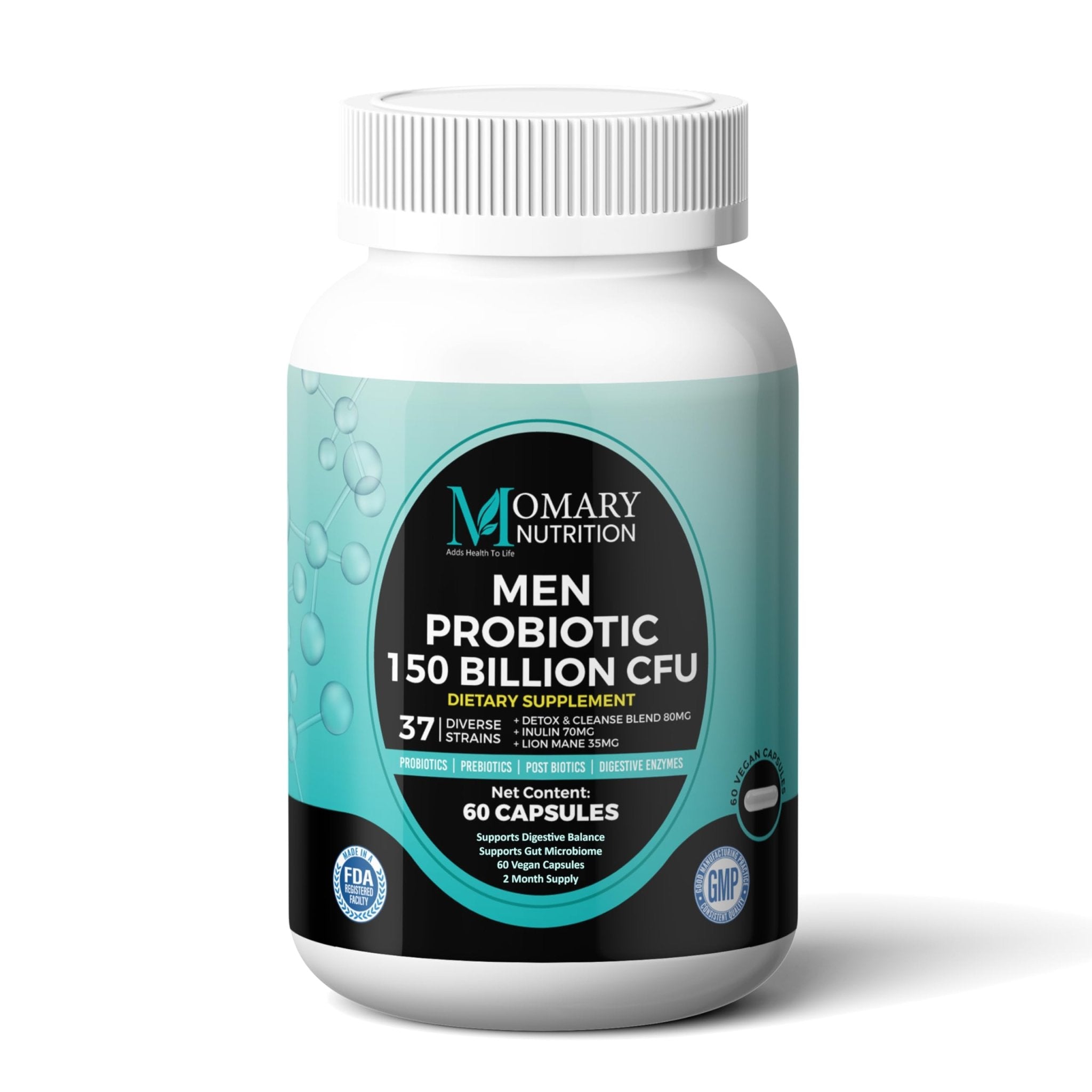 8-in-1 Bio Cultures Complex for Men – 150 Billion CFU Probiotics with 37 Diverse Strains, Organic Prebiotics, Postbiotics & Digestive Enzymes – Supports Digestive Balance & Gut Microbiome - OzHealthStandard