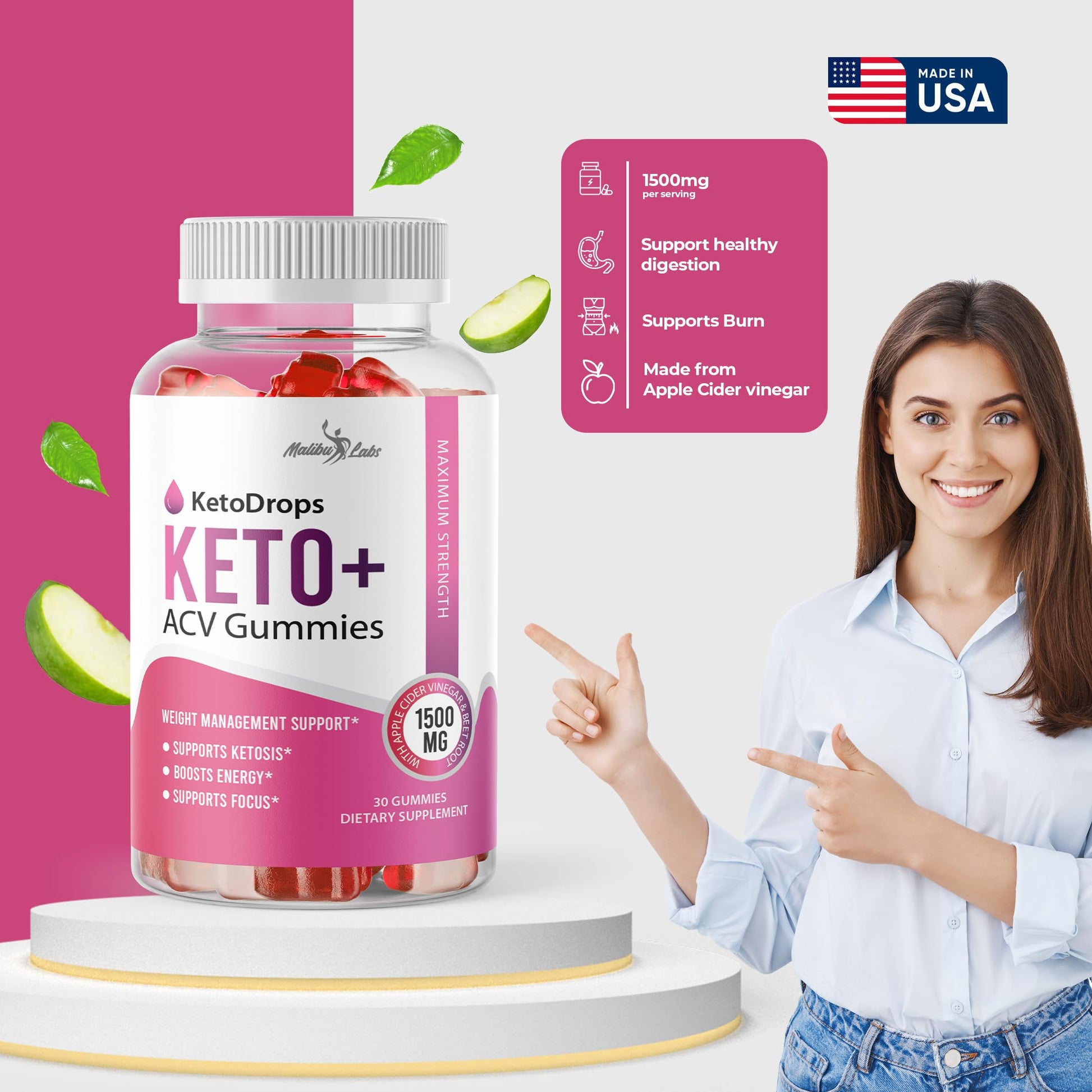 Keto Drops ACV Gummies Weight Loss - 1500mg Once a Day, Strong Time Released Malibu Labs buy supplements canada