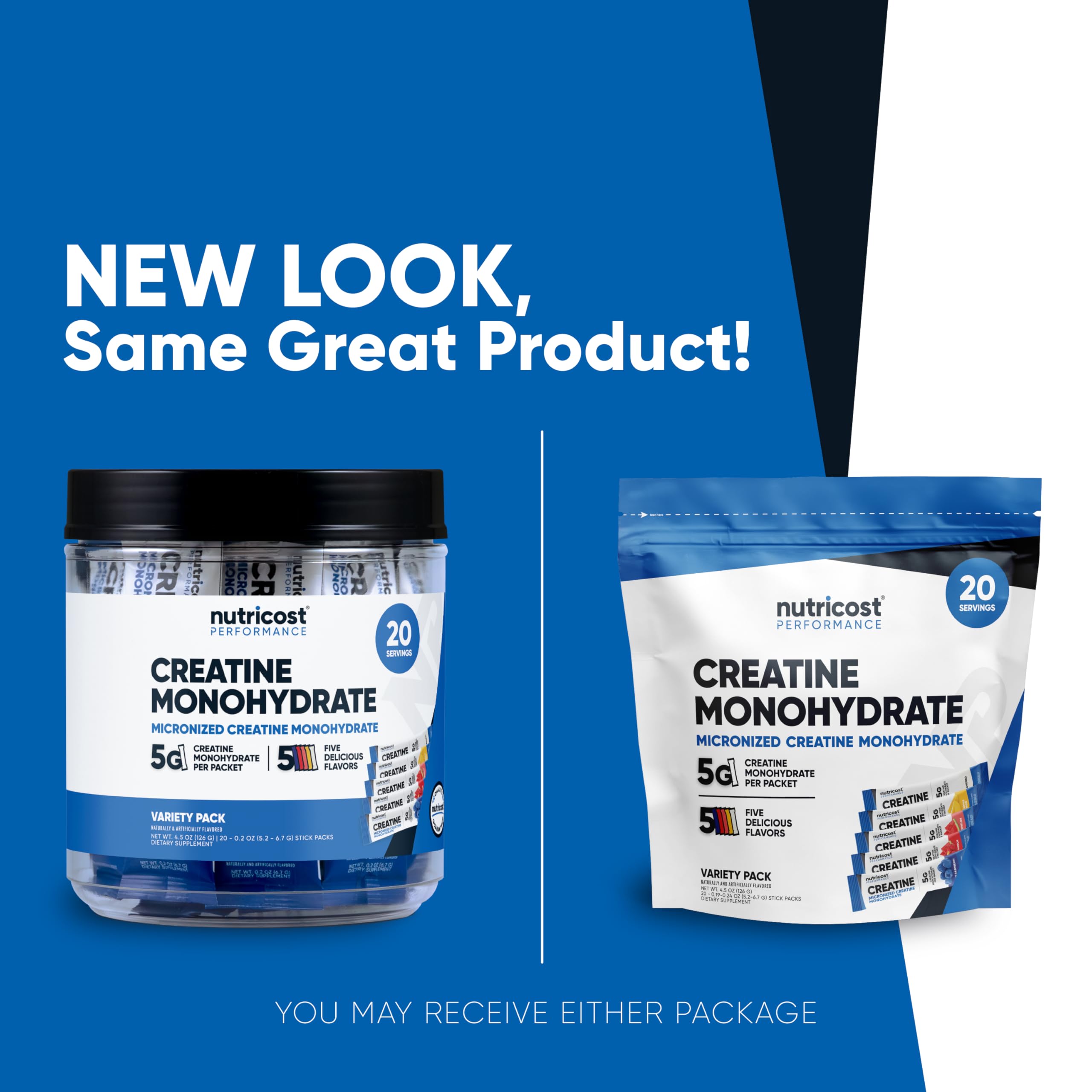 Nutricost Creatine Monohydrate Powder Variety Stickpacks (5 Flavors, 20 Servings) - Micronized, 5 Grams of Creatine Monohydrate Per Pack Nutricost buy supplements canada