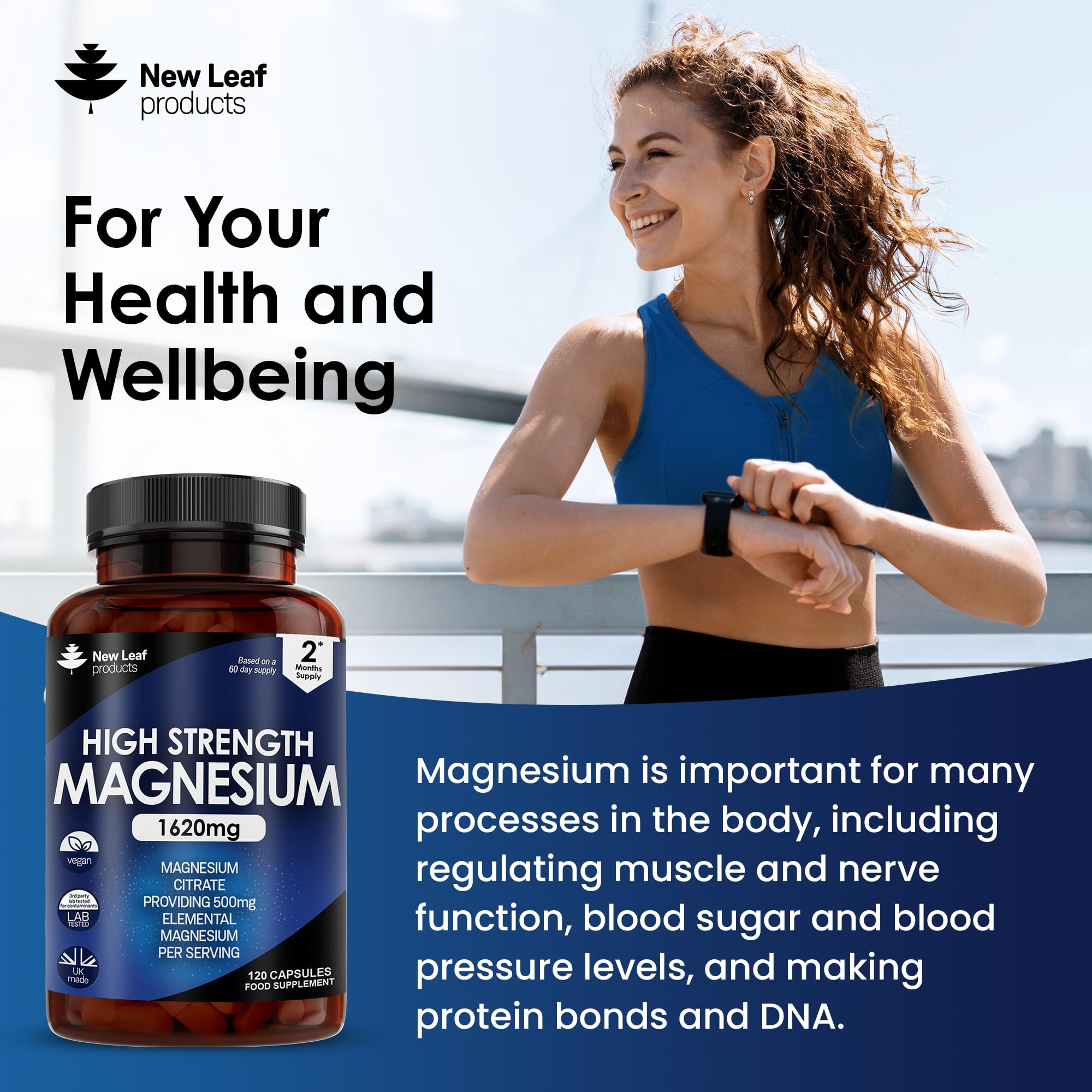 Magnesium Supplements 1620mg - Super Strength - Magnesium Citrate Capsules NEW LEAF PRODUCTS buy supplements canada
