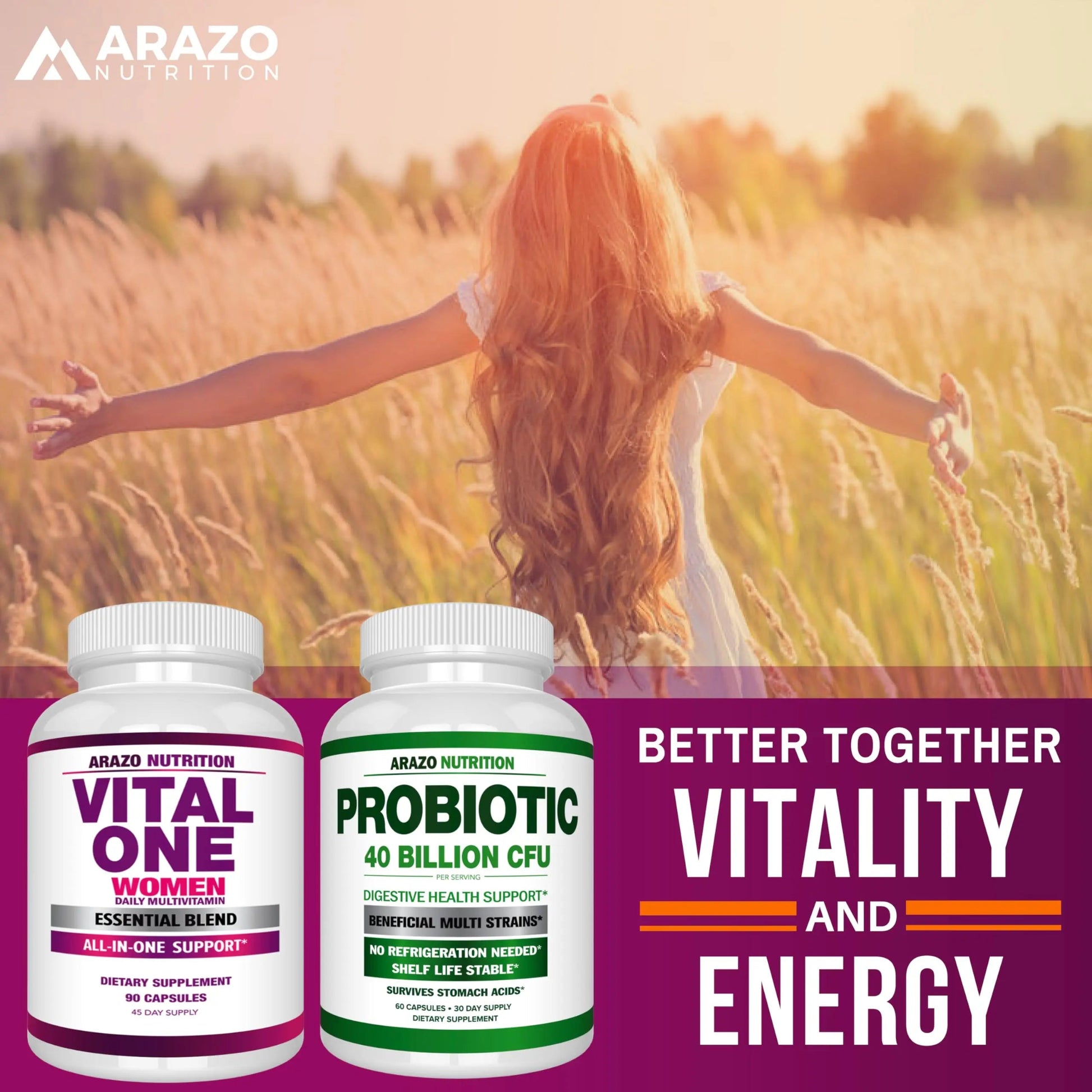 Arazo Nutrition Vital One Multivitamin for Women - Daily Wholefood Supplement - 90 Vegan Capsules Arazo Nutrition buy supplements canada