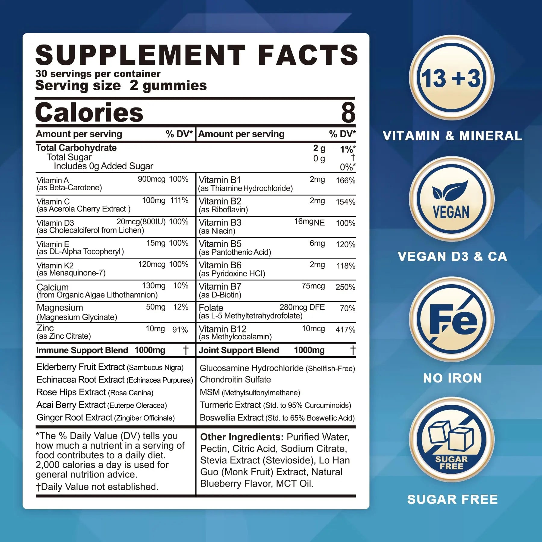 Methylated Multivitamin for Men/Women Gummies, Mens/Womens Multivitamin 50 Plus, with Glucosamine Chondroitin MSM Echinacea Sugar Free LILICARE buy supplements canada