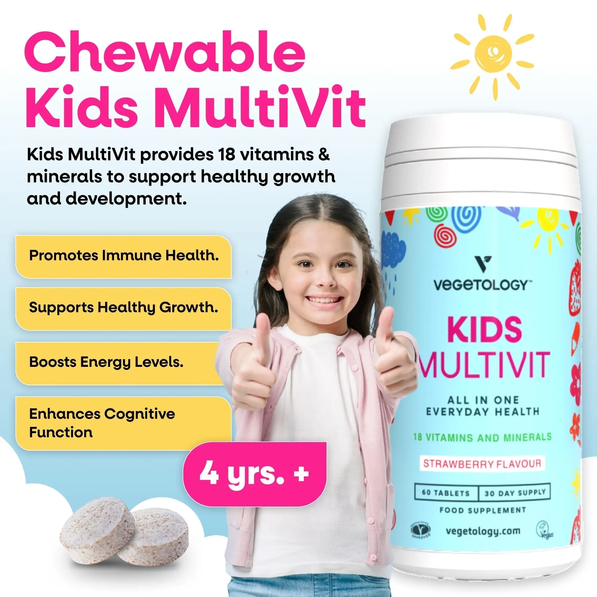 VEGETOLOGY Kids MultiVitamin Supplement, Vegan Chewable Multivitamin for Immune Support, Energy, & Growth, 18 Essential Vitamins & Minerals VEGETOLOGY buy supplements canada