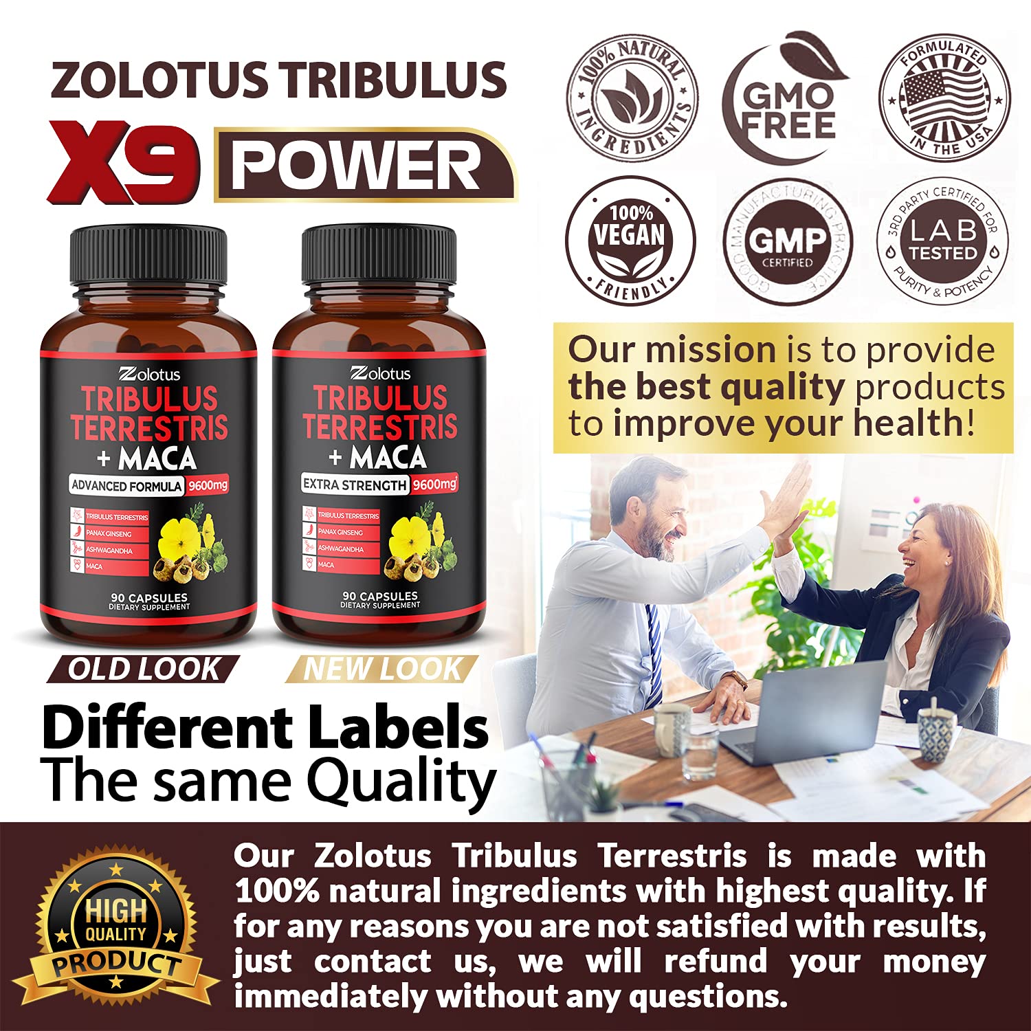 Zolotus Premium Tribulus Terrestris Capsules - 9600mg Per Serving - Combined Zolotus buy supplements canada