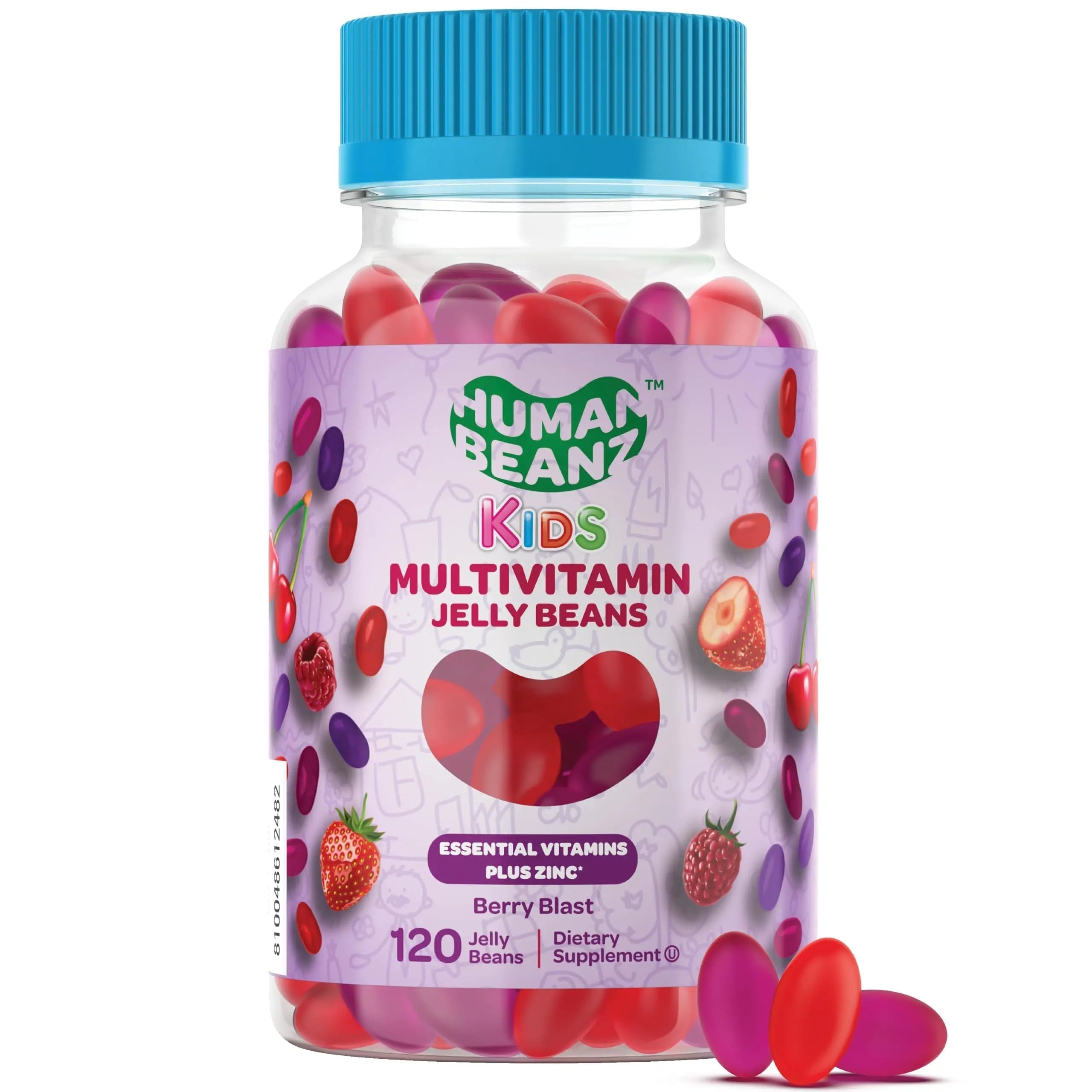 Human Beanz Multivitamin Jelly Bean Gummies with Zinc for Kids, Immune Support Dietary Supplements, Vegetarian, 120 Berry Blast Jelly Beans, Kosher Human Beanz buy supplements canada