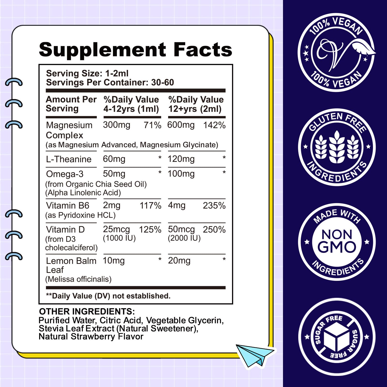 Kids Magnesium Liquid Drops-Magnesium Glycinate Liquid for Kids Supplement-w/L-theanine, Omega-3, Vitamin B6, D3 - for Sleep, Relaxation, Brain, Bones CFILIHTC buy supplements canada