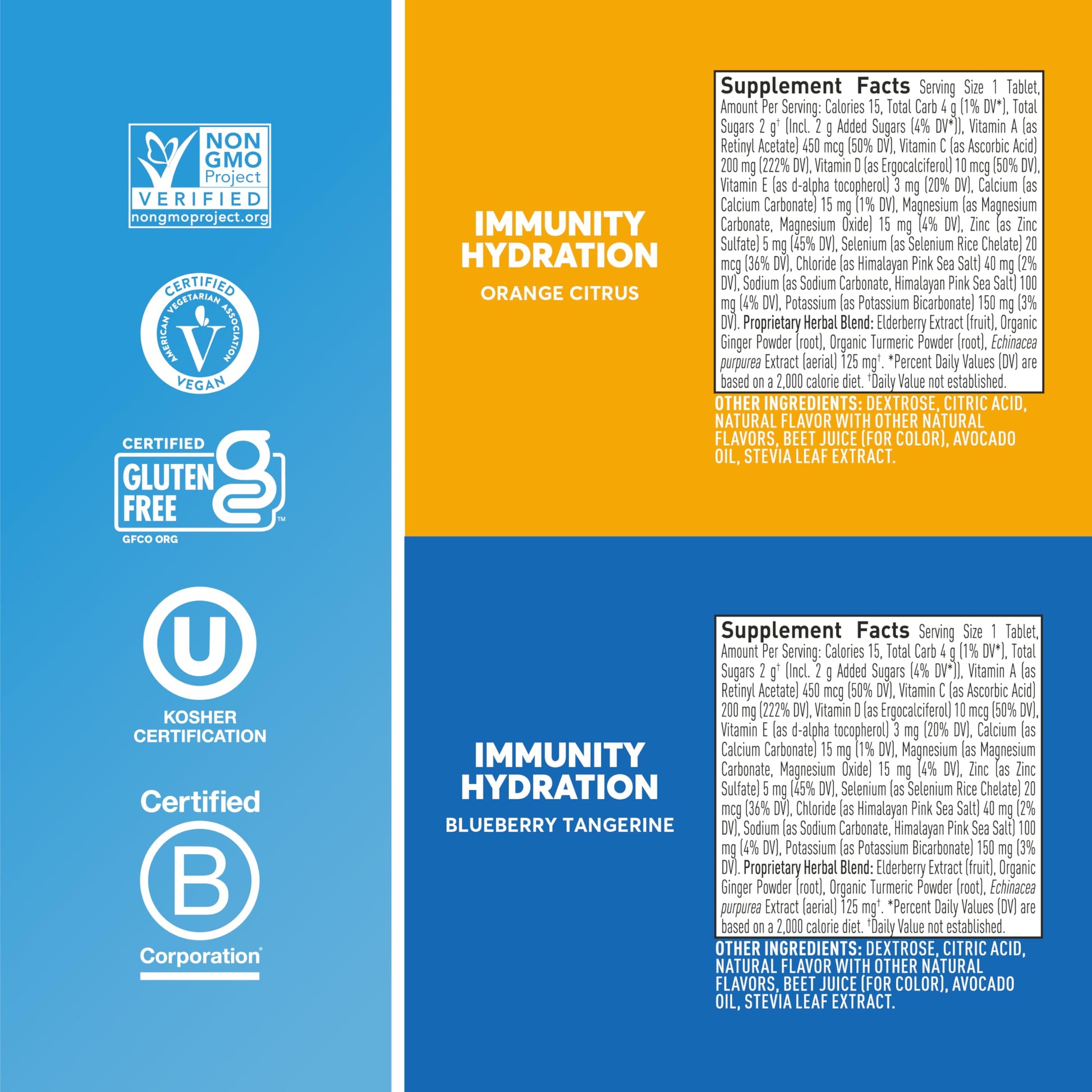 Nuun Immunity Electrolyte Tablets with Vitamin D, C, E, & A, Ginger, Elderberry, Magnesium & 4 Other Essential Electrolytes, Vegan, Blueberry Tangerine & Orange Citrus, 4 Pack (40 Servings Total) Nuun buy supplements canada