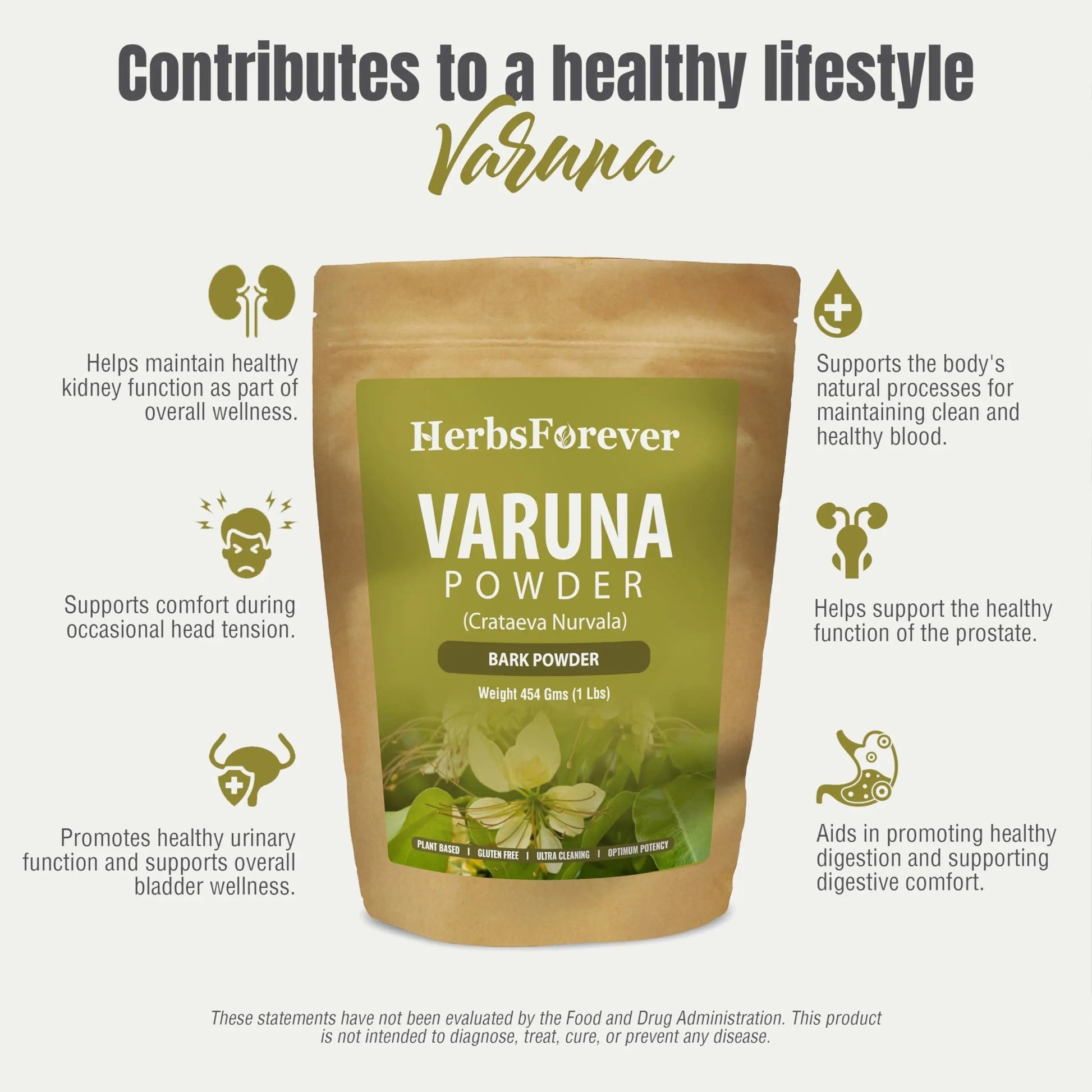 HerbsForever Varuna Powder – Crataeva Nurvala – Prostate Health – Support Prostatic, Kidneys, Gall Bladder and Urinary Tract Health – Non GMO, Organic, Vegan – 454 GMS Herbsforever buy supplements canada