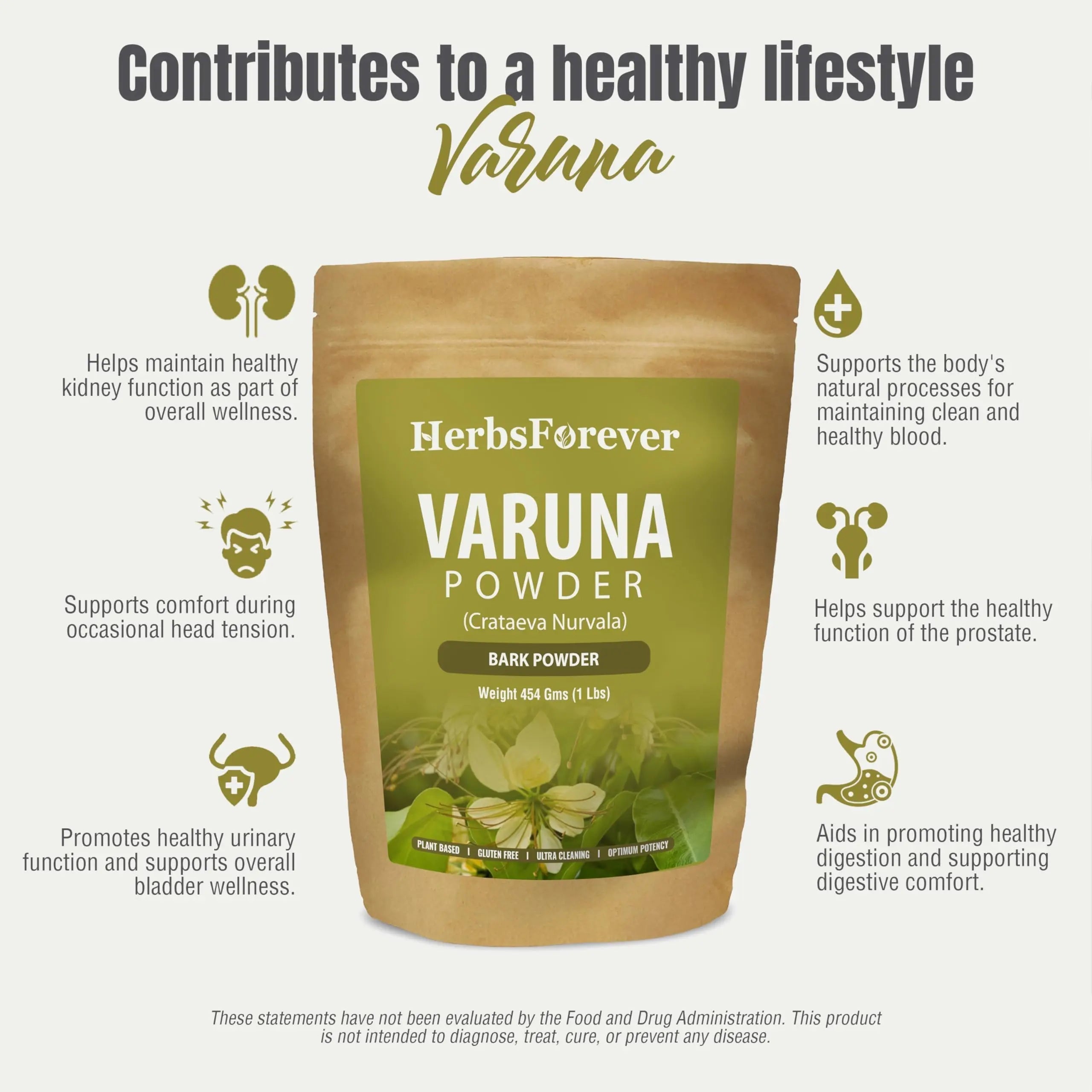 HerbsForever Varuna Powder – Crataeva Nurvala – Prostate Health – Support Prostatic, Kidneys, Gall Bladder and Urinary Tract Health – Non GMO, Organic, Vegan – 454 GMS Herbsforever buy supplements canada