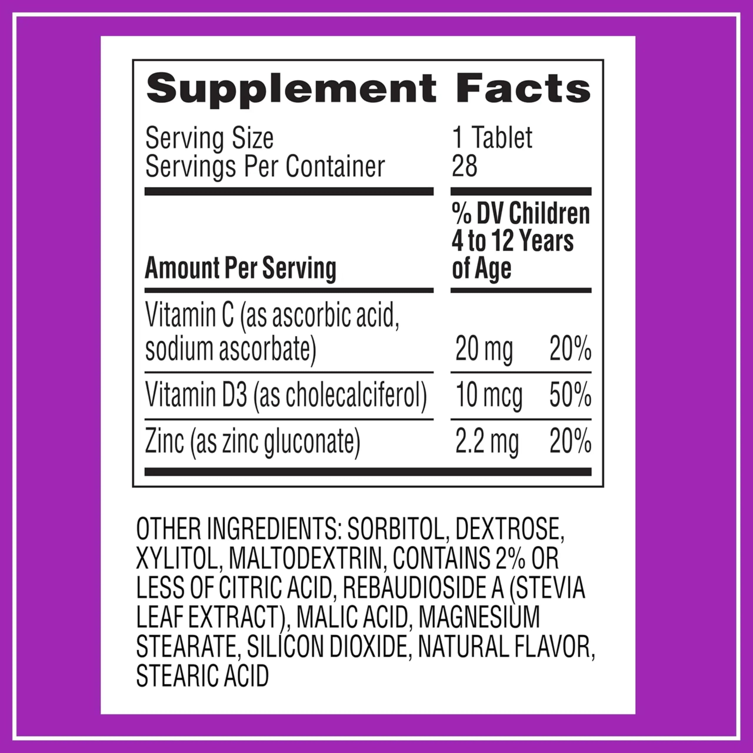 Zarbee's Kids Immune Support, Vitamin C, D & Zinc Daily Immunity Vitamins for Children 4+ Years, Natural Tropical Fruit Flavor, 28 Chewable Tablets Zarbee's buy supplements canada