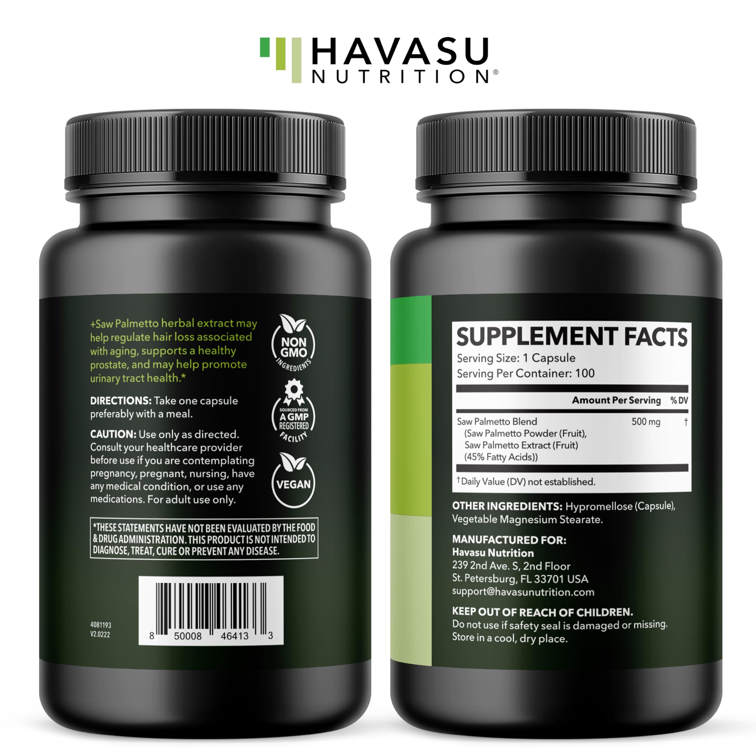 Saw Palmetto for Men Prostate Health Supplement to Promote Urinary Tract Function - 500mg Per Serving - 100 Count - DHT Blocker Hair Vitamin HAVASU NUTRITION buy supplements canada
