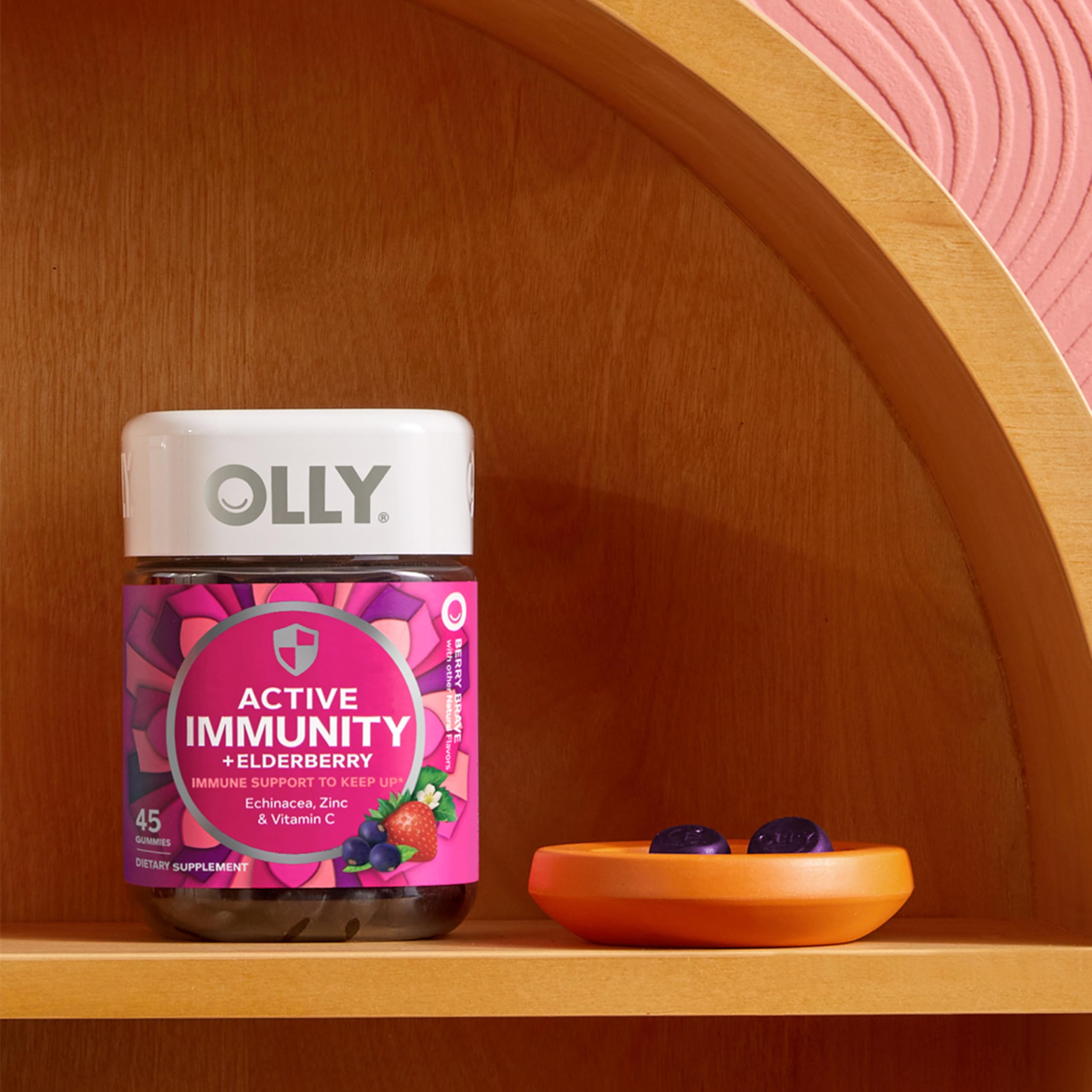 OLLY Immunity Gummy, Immune Support, Elderberry, Zinc, Vitamin C, Supplement, Berry Flavor, 15 Day Supply - 45 Count OLLY buy supplements canada