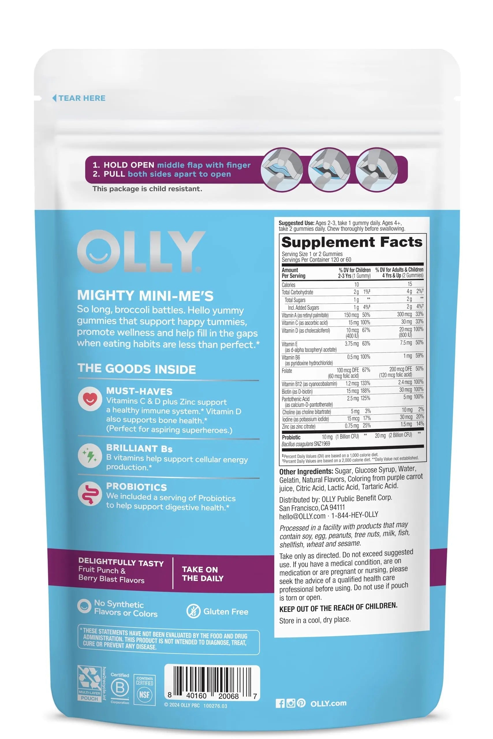 OLLY Kids Multivitamin & Probiotic Gummy, Digestive Support, Vitamins A, D, C, E, B, Zinc, Chewable Supplement OLLY buy supplements canada