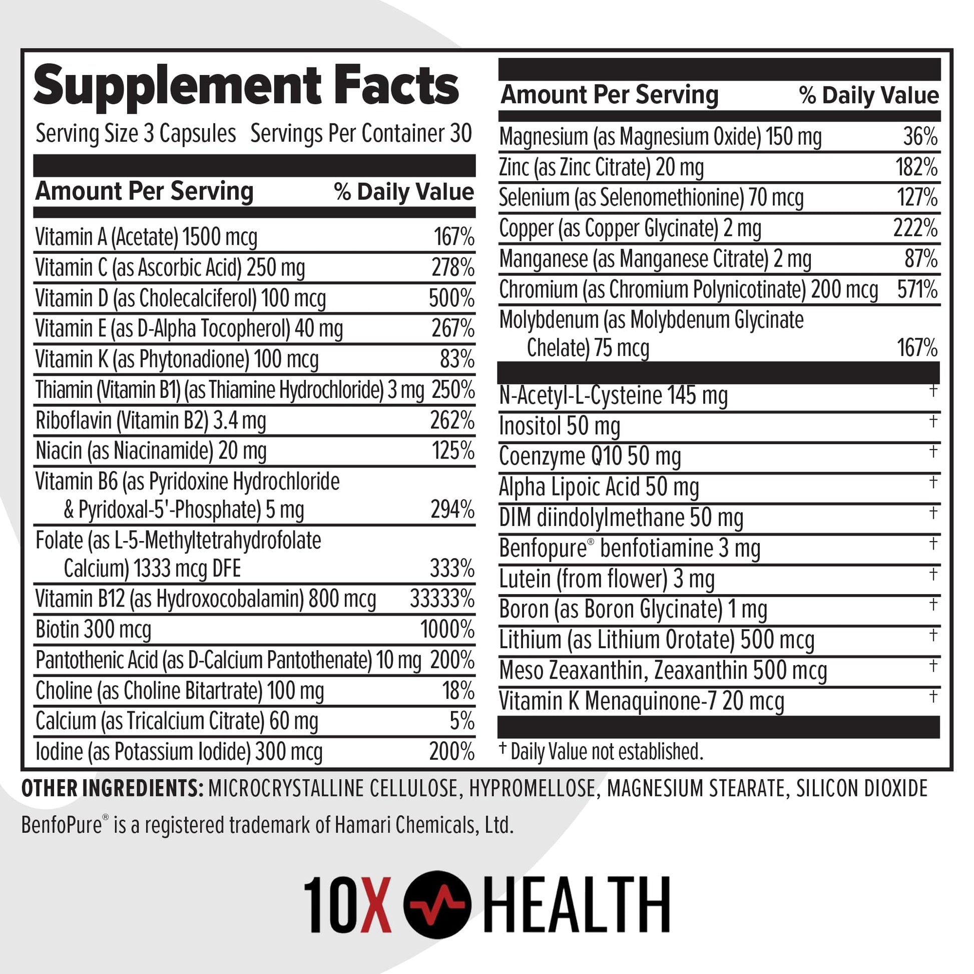 10X Health Optimize Methylated Multivitamin for Men - 90 Capsules, 34 in 1 Formula with 800 mcg of Vitamin B12, 5-MTHF, NAC 10X Health System buy supplements canada