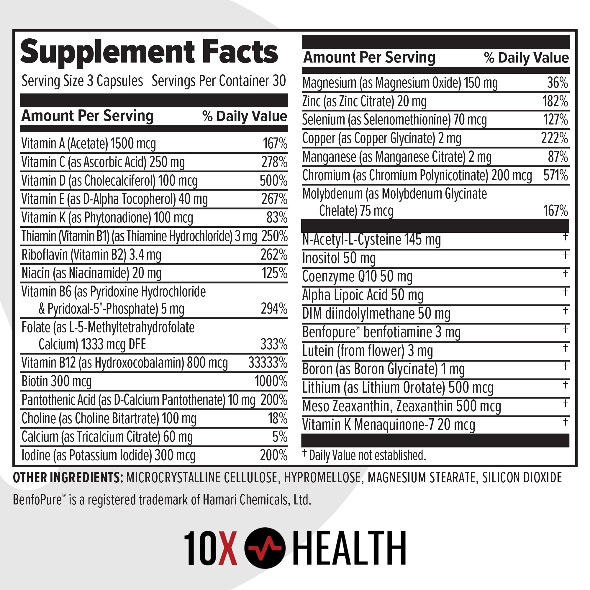 10X Health Optimize Methylated Multivitamin for Men - 90 Capsules, 34 in 1 Formula with 800 mcg of Vitamin B12, 5-MTHF, NAC 10X Health System buy supplements canada
