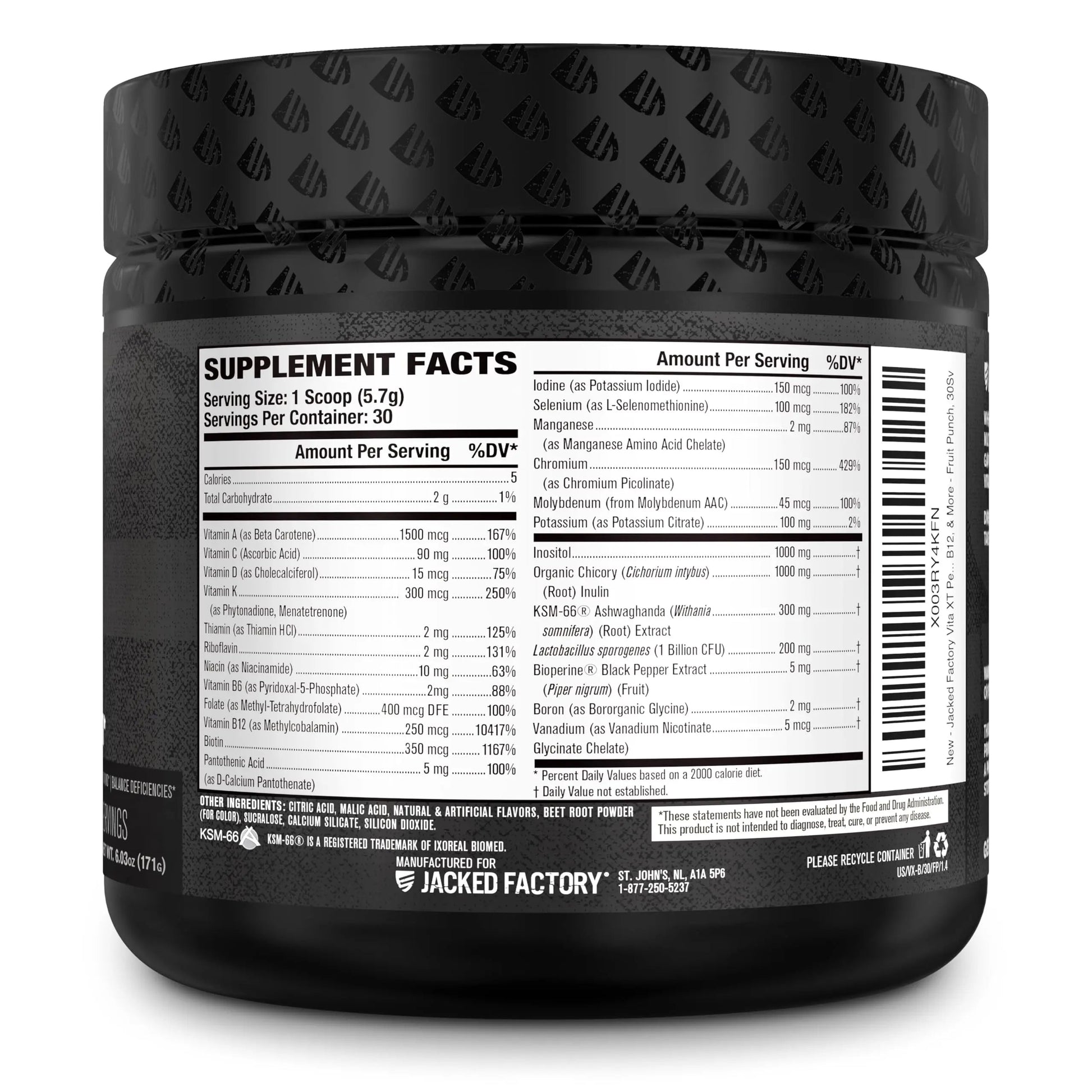 Jacked Factory Vita XT Performance Vitamin Powder - Daily Multivitamin Powder for Men with KSM-66 Ashwagandha, Prebiotic Fiber Jacked Factory buy supplements canada