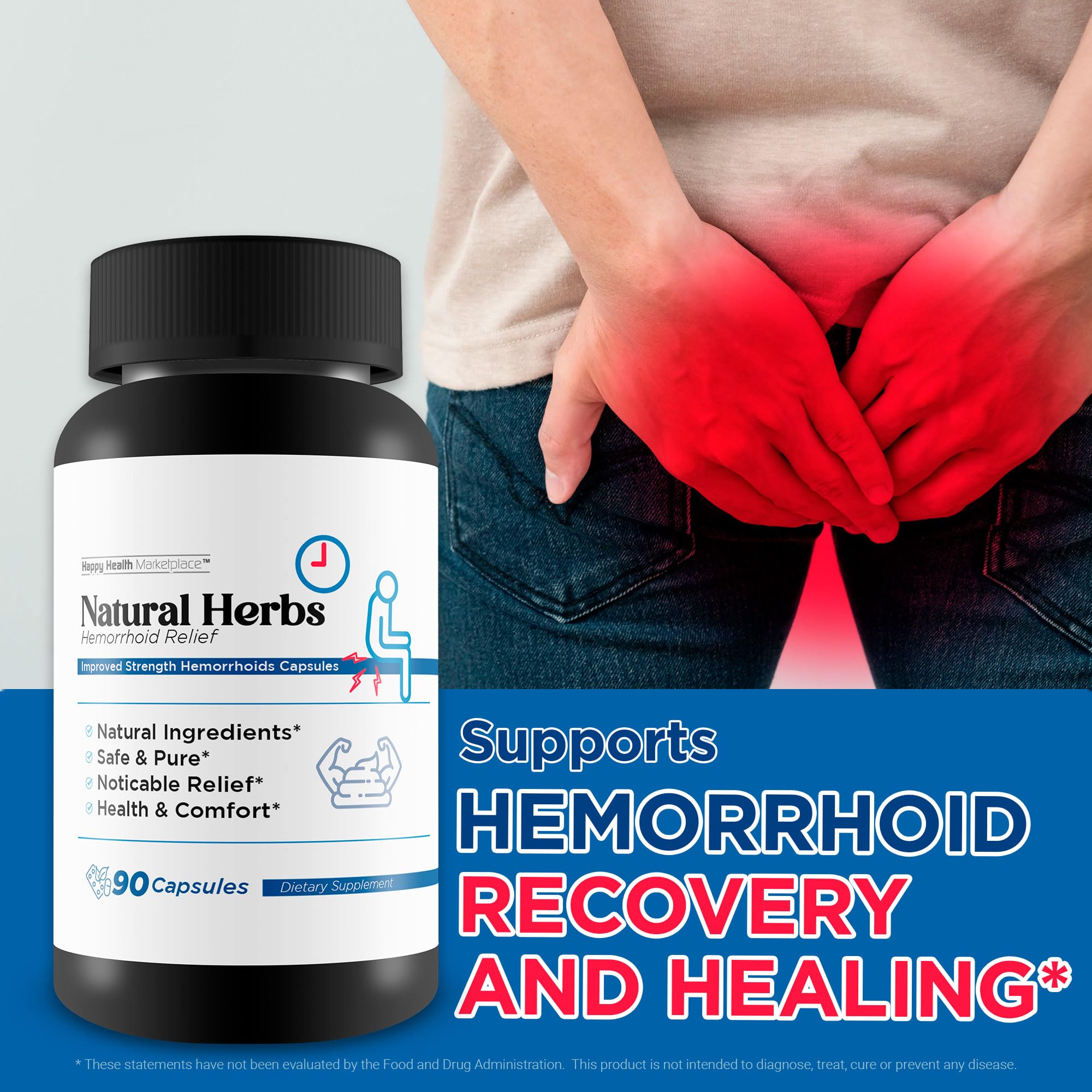 Natural Herbs Hemorrhoids Capsules - Our Best Hemorrhoid Relief Supplement - Premium Natural Herbs Strength Hemorrhoids Capsules - Hemorrhoids Natural Herbs Hemorrhoid Treatment Hemorrhoids Treatment Happy Health Marketplace buy supplements canada
